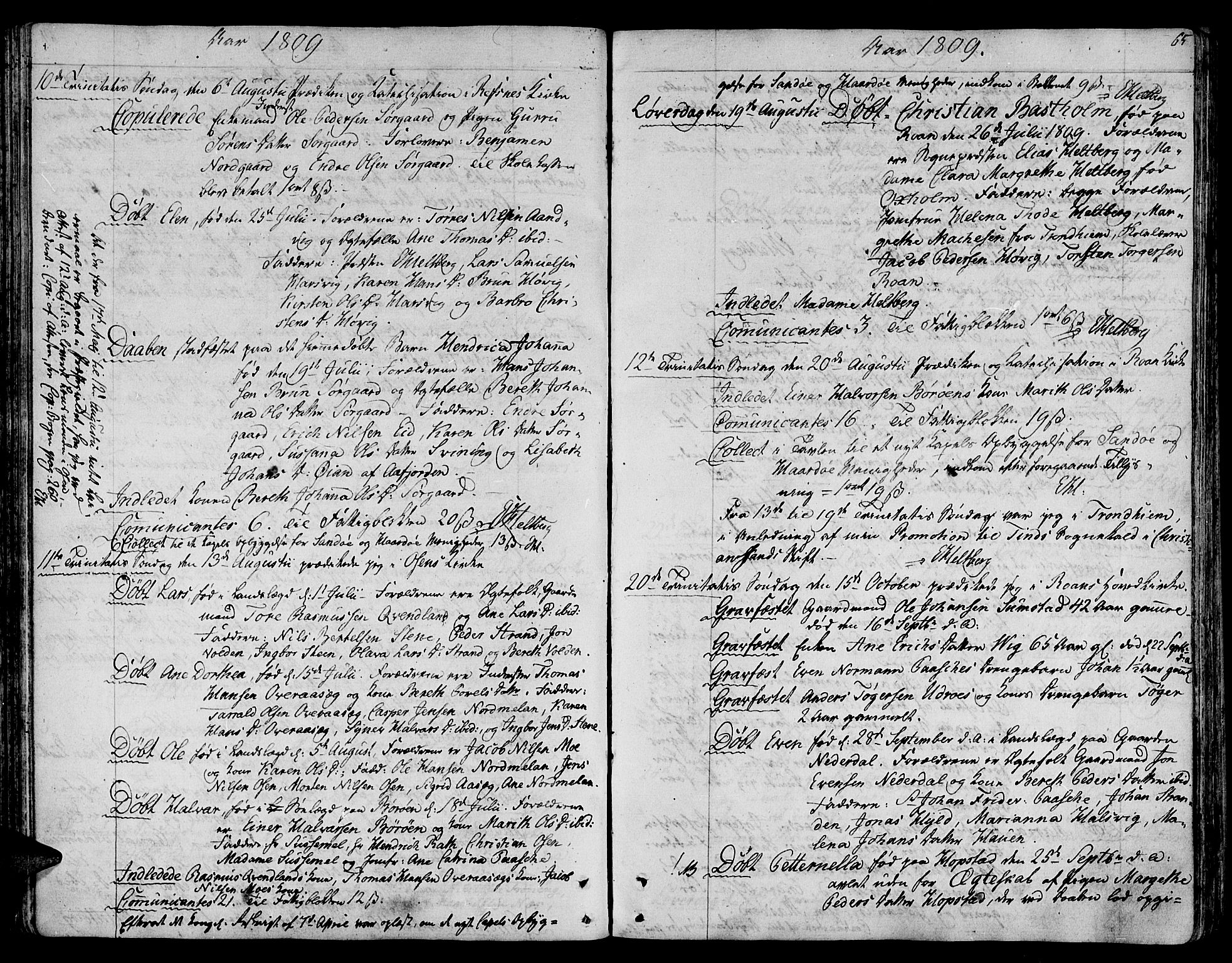 Ministerialprotokoller, klokkerbøker og fødselsregistre - Sør-Trøndelag, SAT/A-1456/657/L0701: Parish register (official) no. 657A02, 1802-1831, p. 65