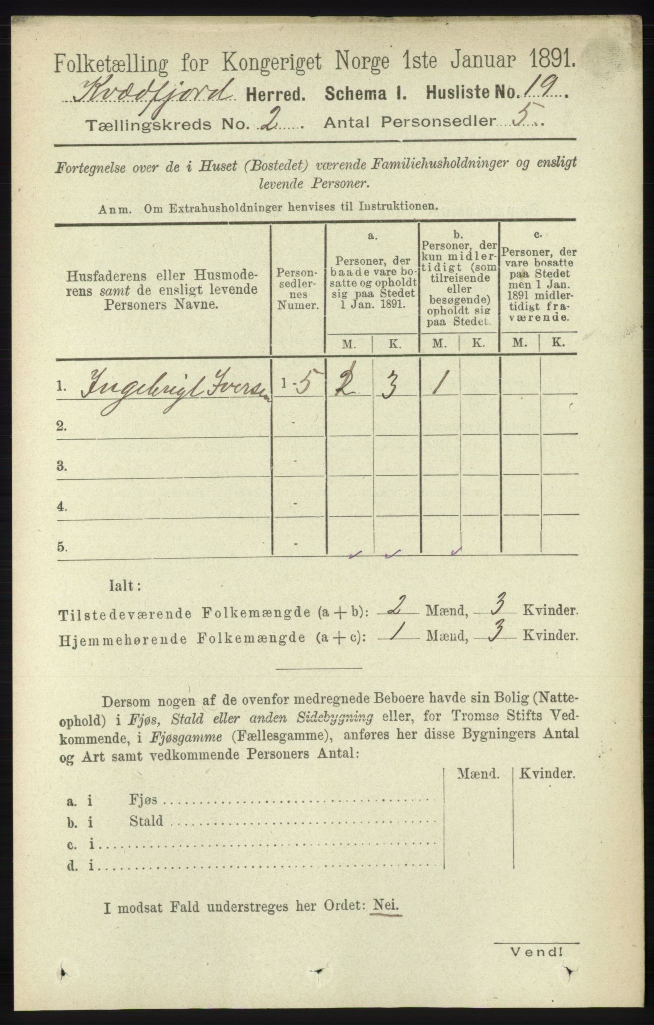 RA, 1891 census for 1911 Kvæfjord, 1891, p. 646