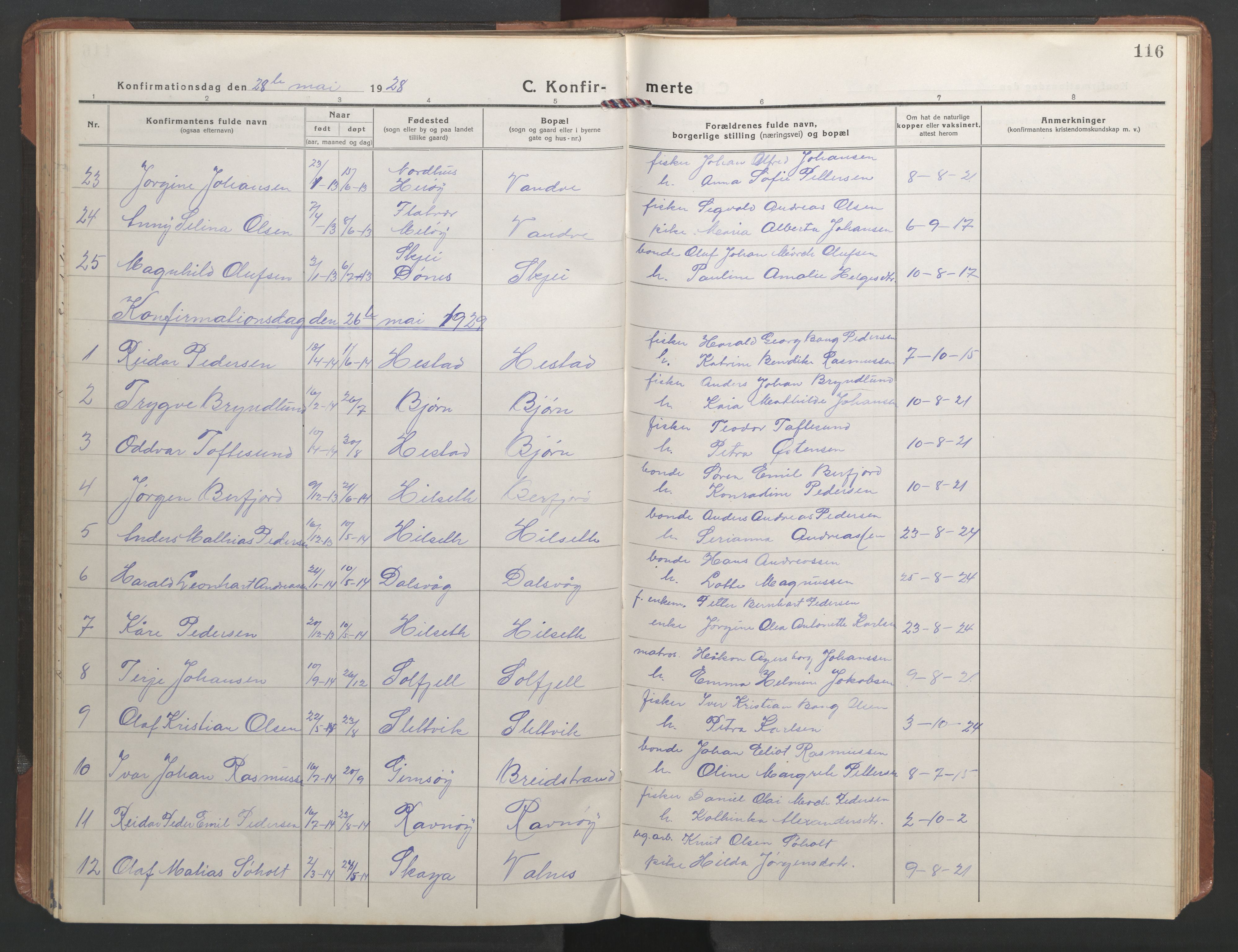 Ministerialprotokoller, klokkerbøker og fødselsregistre - Nordland, SAT/A-1459/836/L0539: Parish register (copy) no. 836C03, 1917-1949, p. 116