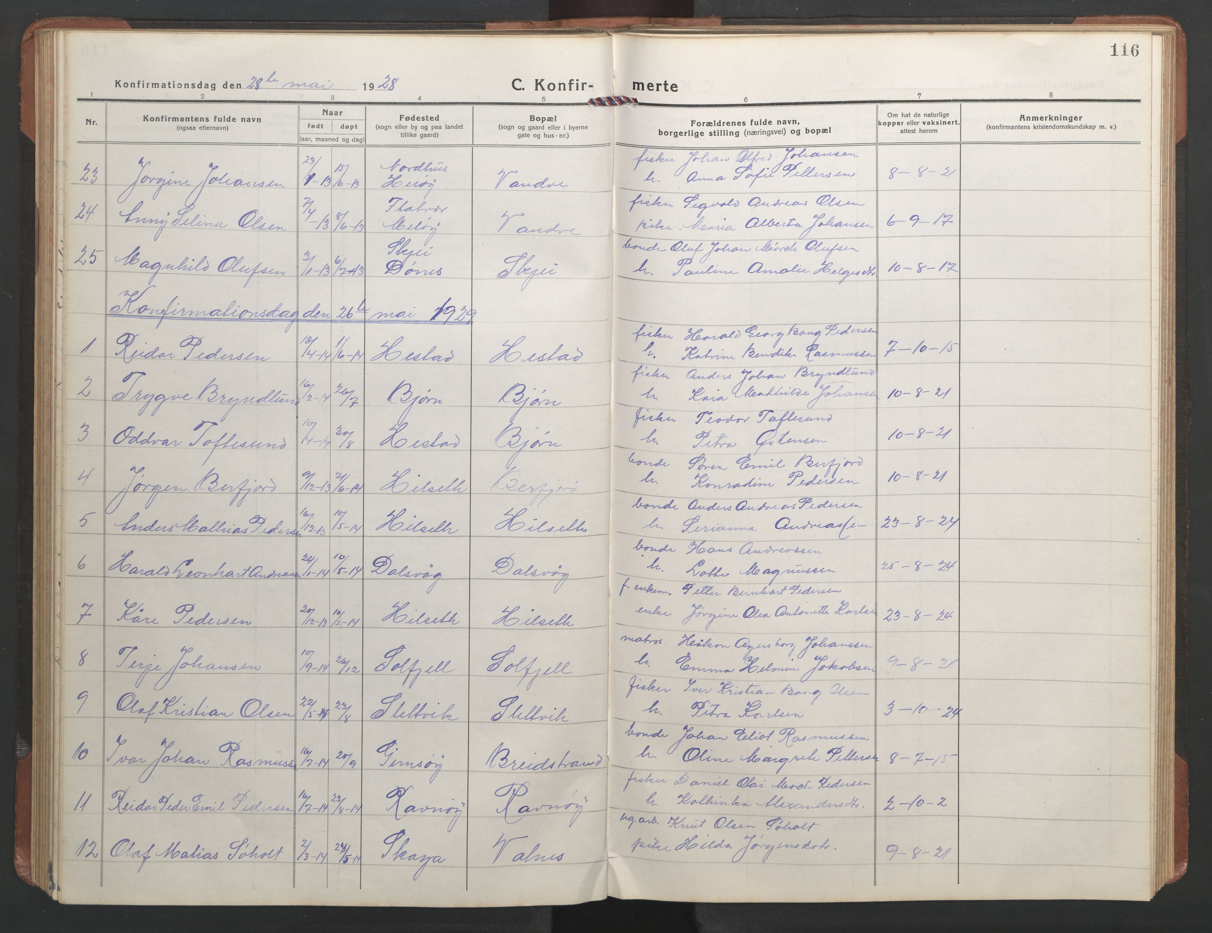 Ministerialprotokoller, klokkerbøker og fødselsregistre - Nordland, AV/SAT-A-1459/836/L0539: Parish register (copy) no. 836C03, 1917-1949, p. 116