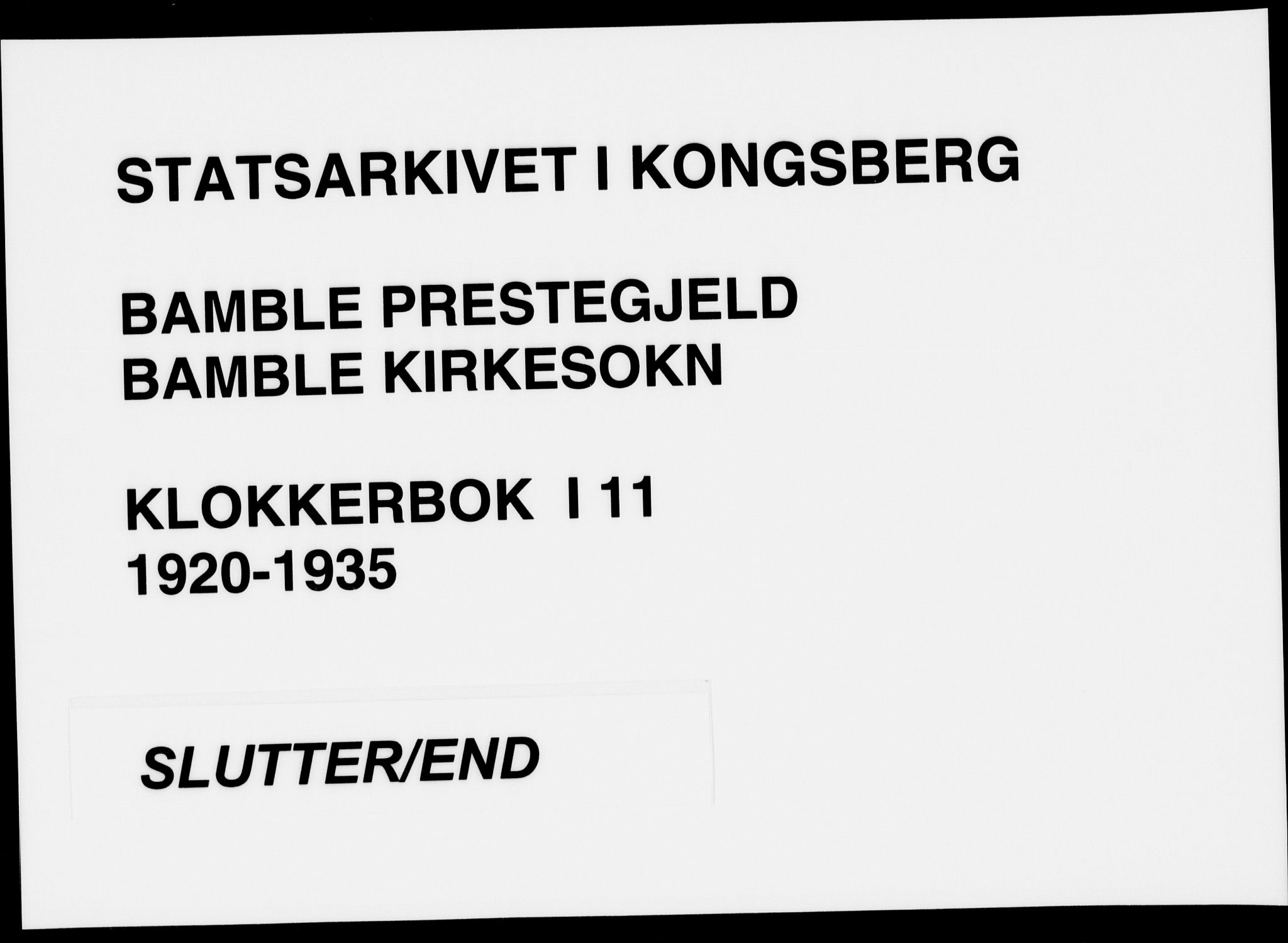 Bamble kirkebøker, AV/SAKO-A-253/G/Ga/L0011: Parish register (copy) no. I 11, 1920-1935