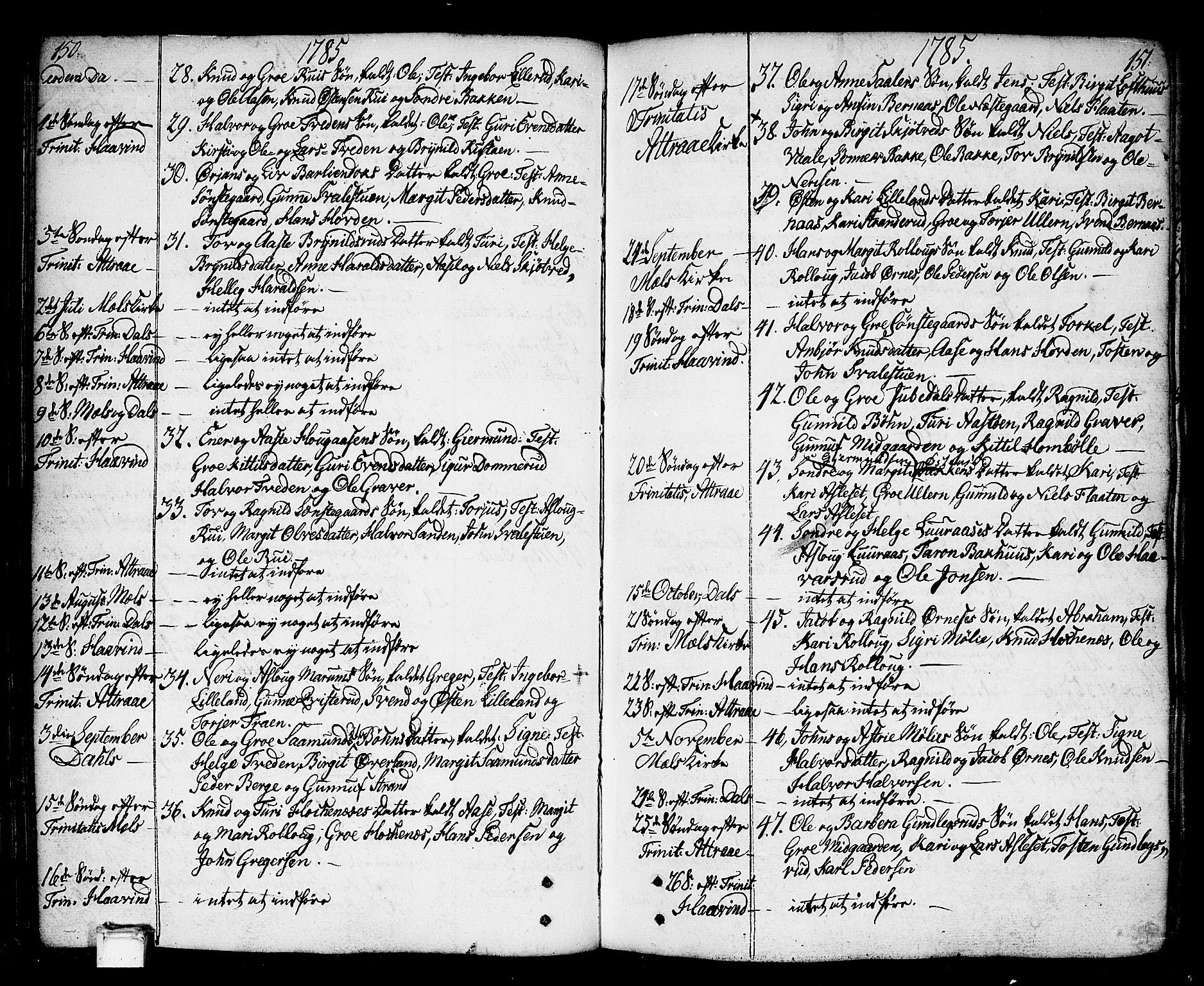 Tinn kirkebøker, SAKO/A-308/F/Fa/L0002: Parish register (official) no. I 2, 1757-1810, p. 150-151
