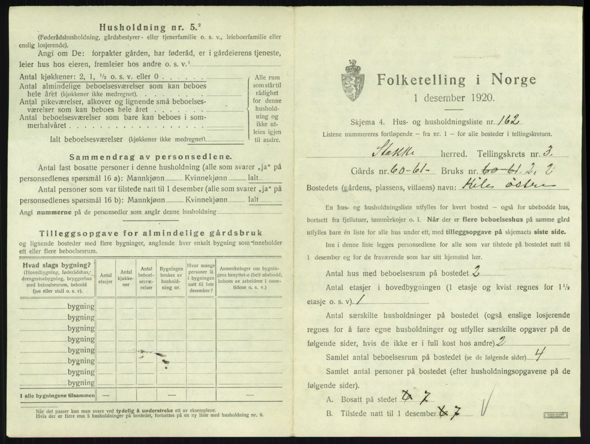 SAKO, 1920 census for Stokke, 1920, p. 797