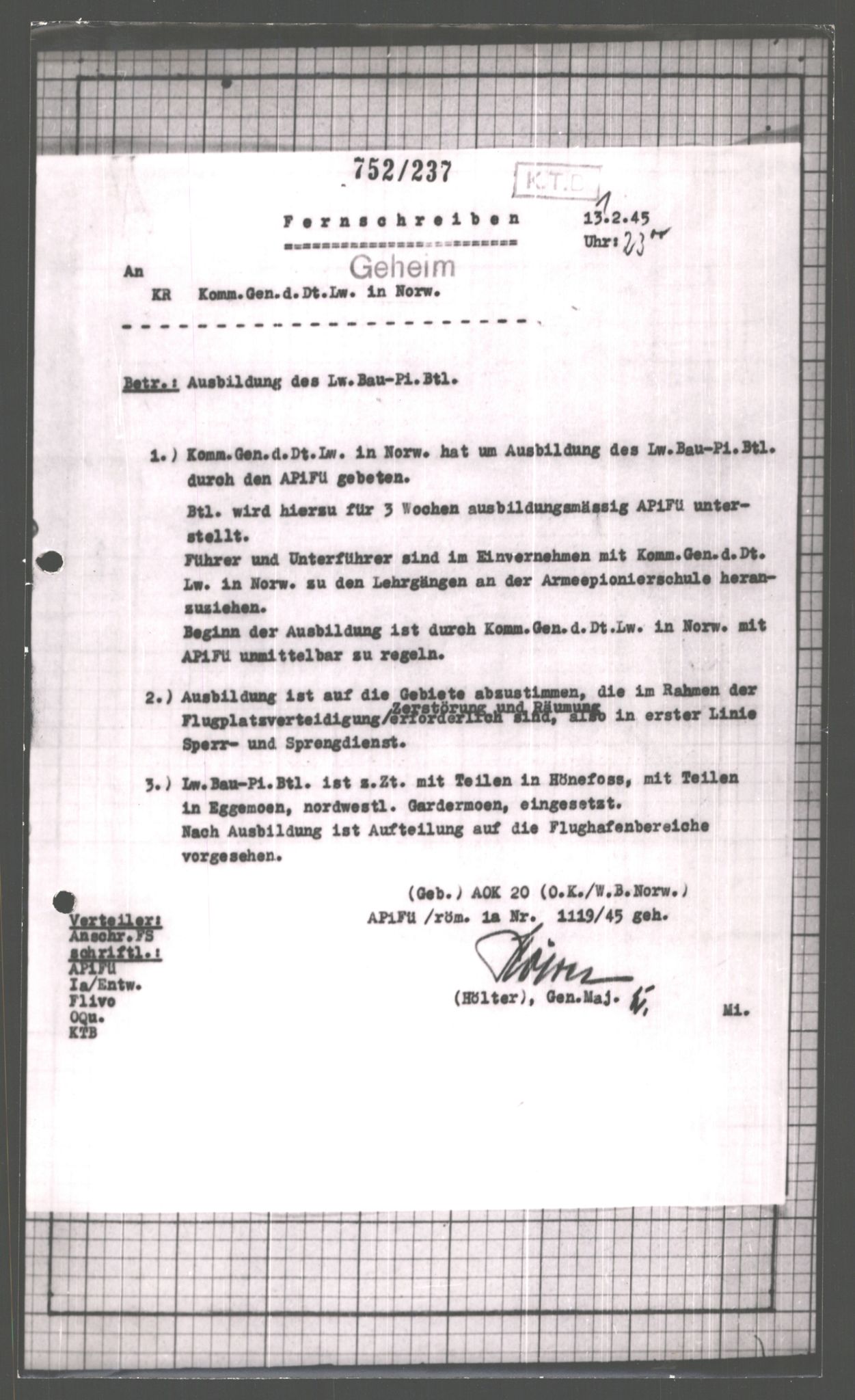 Forsvarets Overkommando. 2 kontor. Arkiv 11.4. Spredte tyske arkivsaker, AV/RA-RAFA-7031/D/Dar/Dara/L0003: Krigsdagbøker for 20. Gebirgs-Armee-Oberkommando (AOK 20), 1945, p. 38