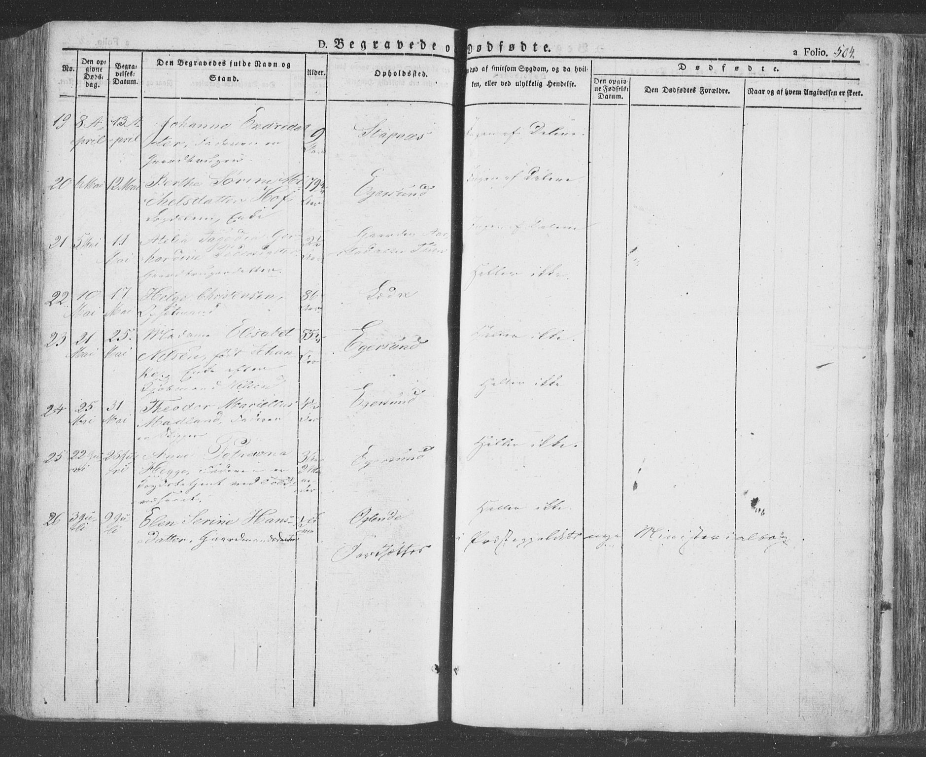 Eigersund sokneprestkontor, AV/SAST-A-101807/S08/L0009: Parish register (official) no. A 9, 1827-1850, p. 504