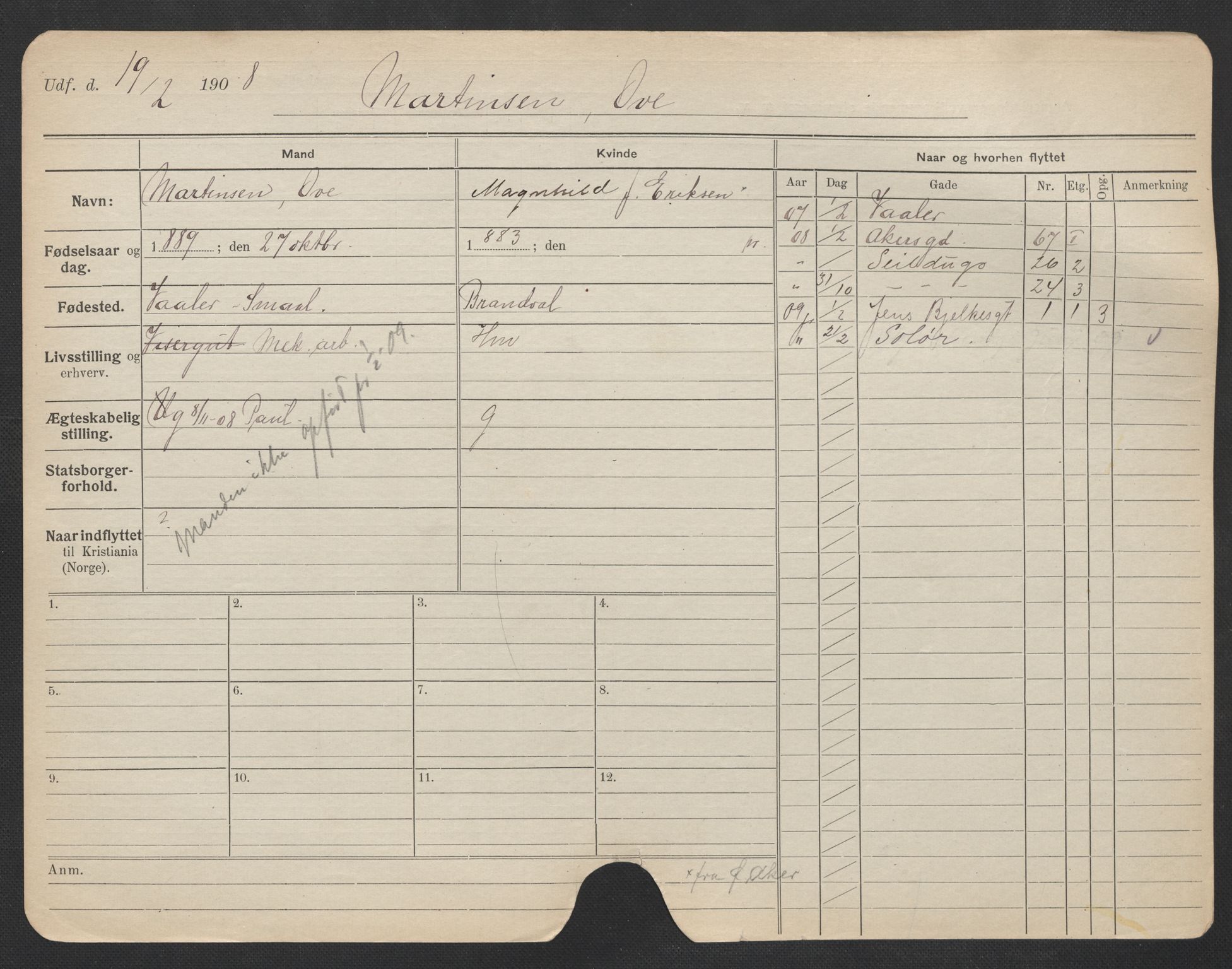 Oslo folkeregister, Registerkort, AV/SAO-A-11715/F/Fa/Fac/L0007: Menn, 1906-1914, p. 604a