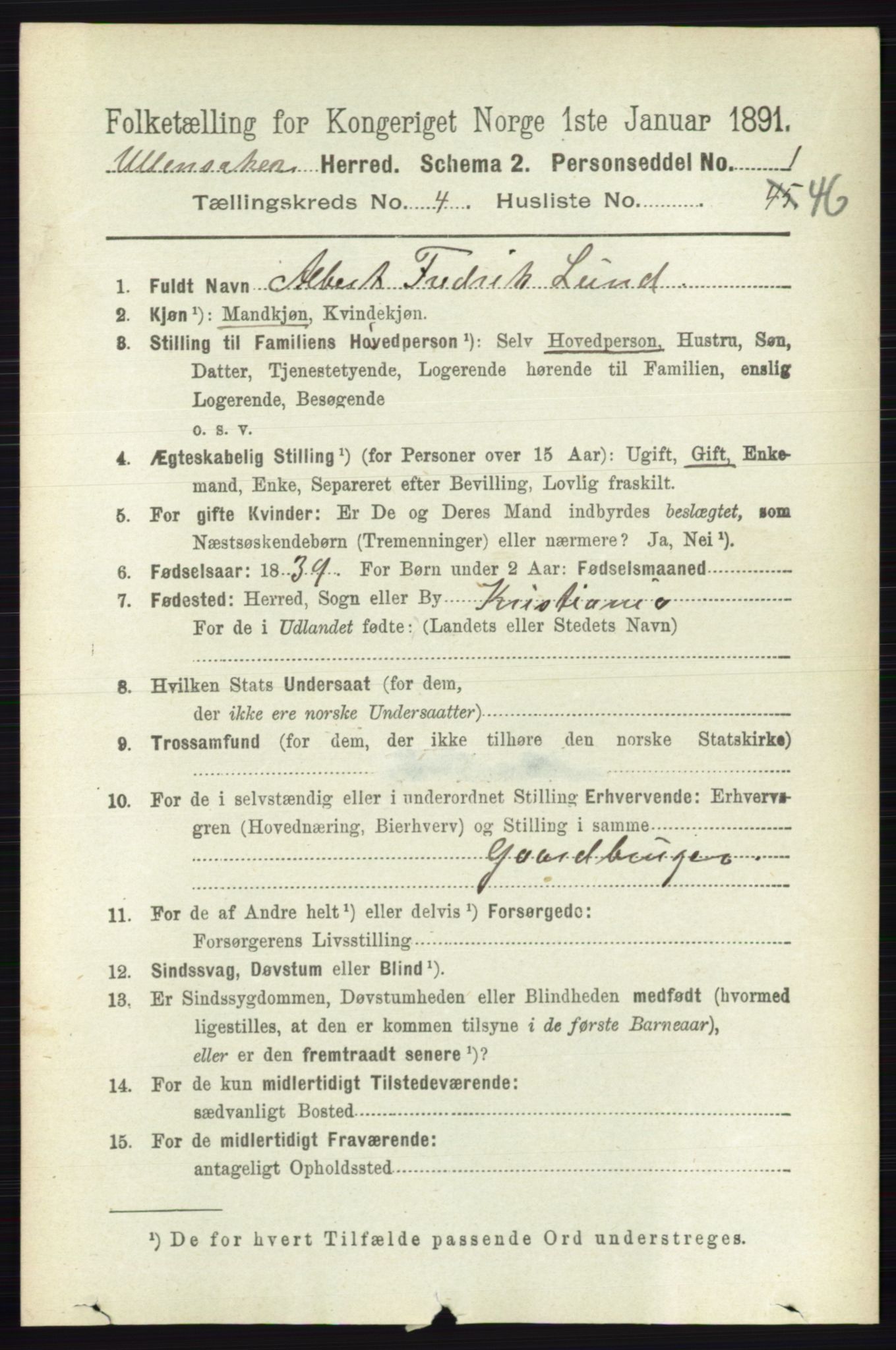 RA, 1891 census for 0235 Ullensaker, 1891, p. 1747