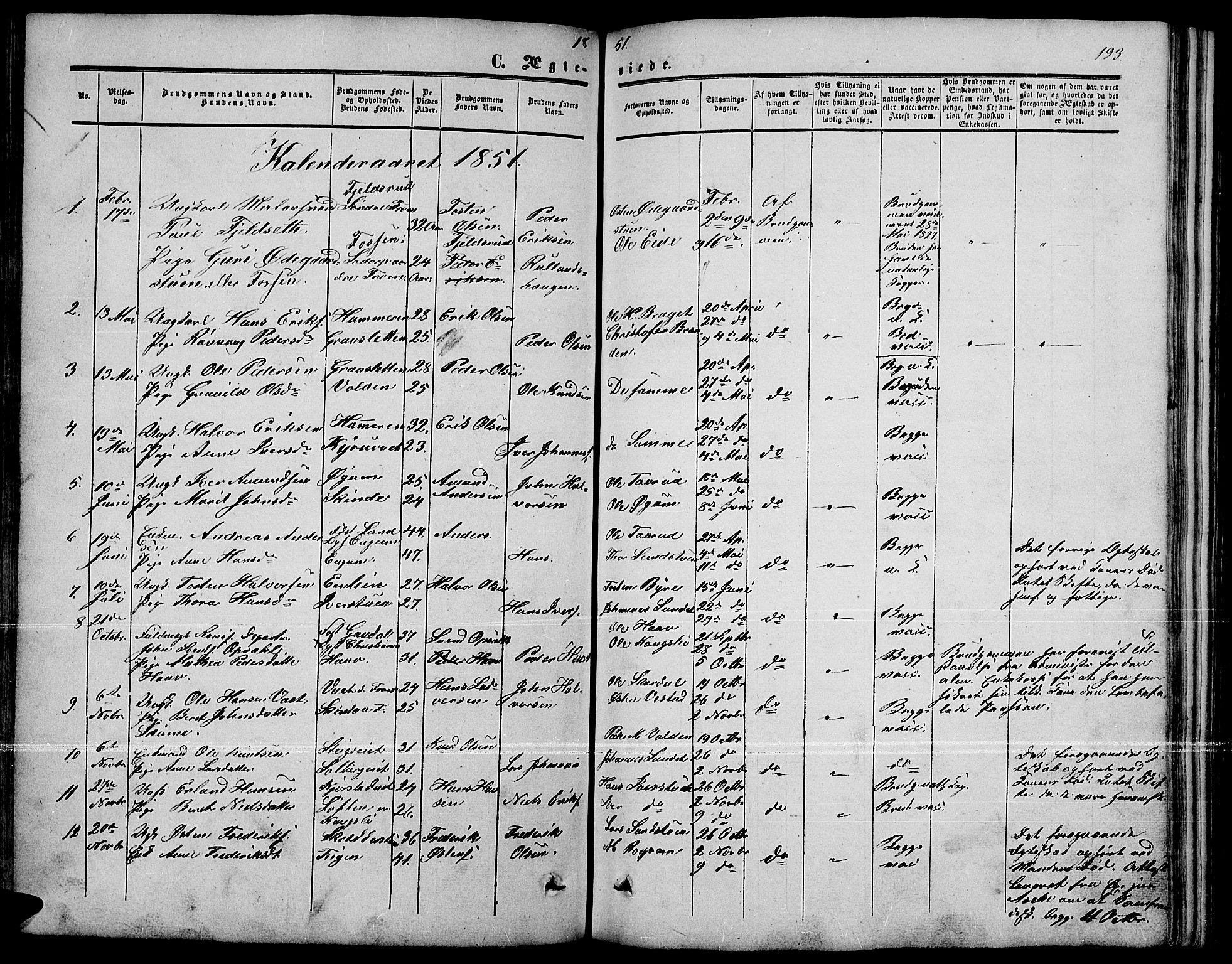 Nord-Fron prestekontor, SAH/PREST-080/H/Ha/Hab/L0001: Parish register (copy) no. 1, 1851-1883, p. 193