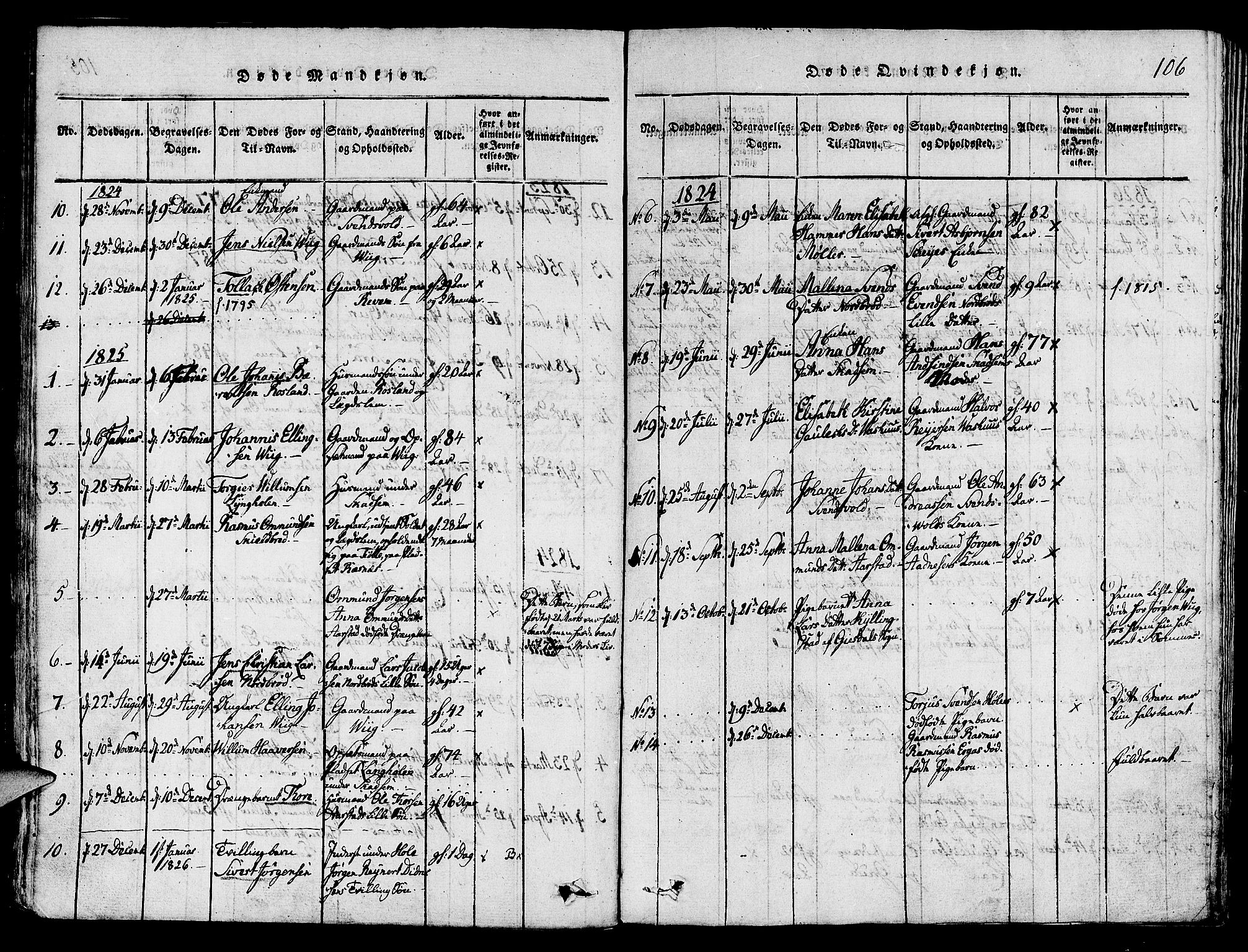 Klepp sokneprestkontor, SAST/A-101803/001/3/30BA/L0002: Parish register (official) no. A 2, 1816-1833, p. 106