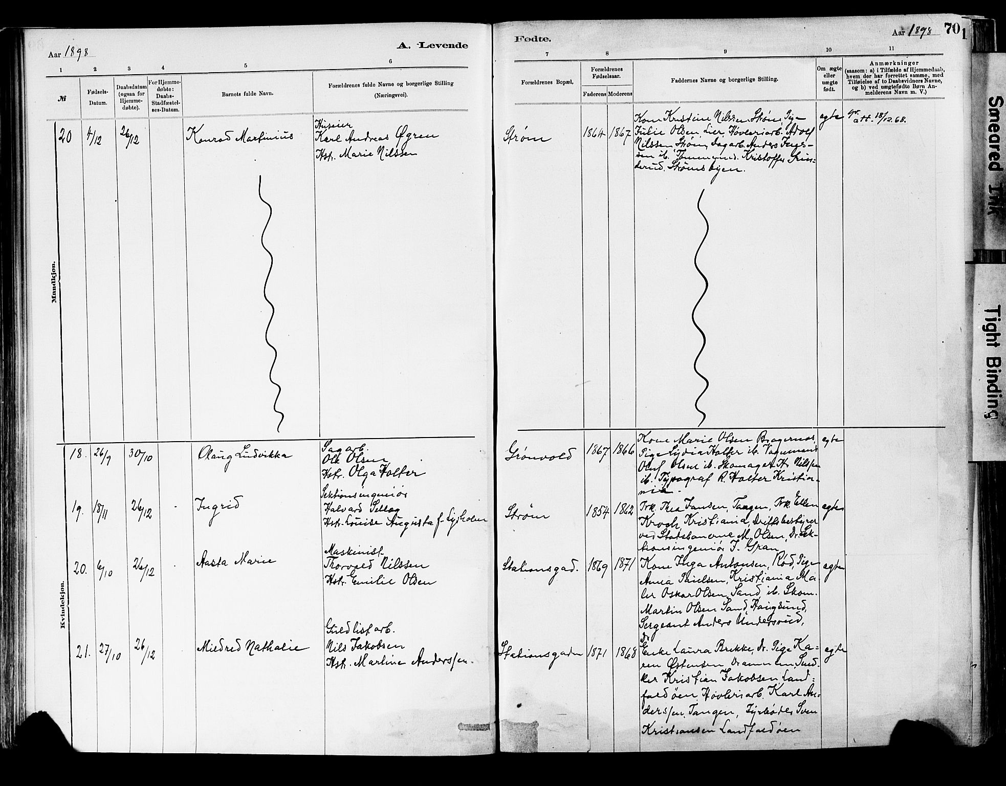 Strømsgodset kirkebøker, SAKO/A-324/F/Fa/L0001: Parish register (official) no. 1, 1885-1909, p. 70