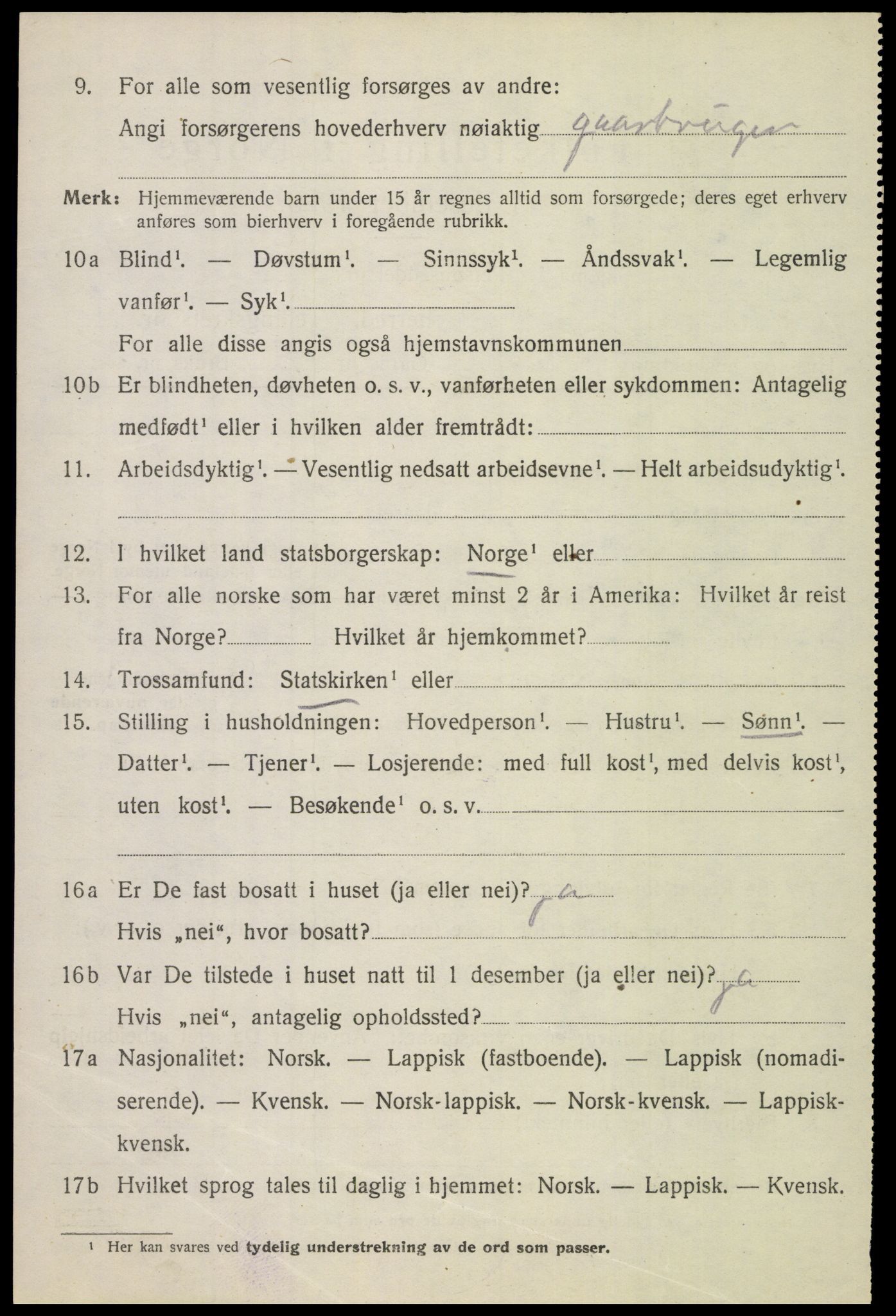 SAT, 1920 census for Skjerstad, 1920, p. 2166