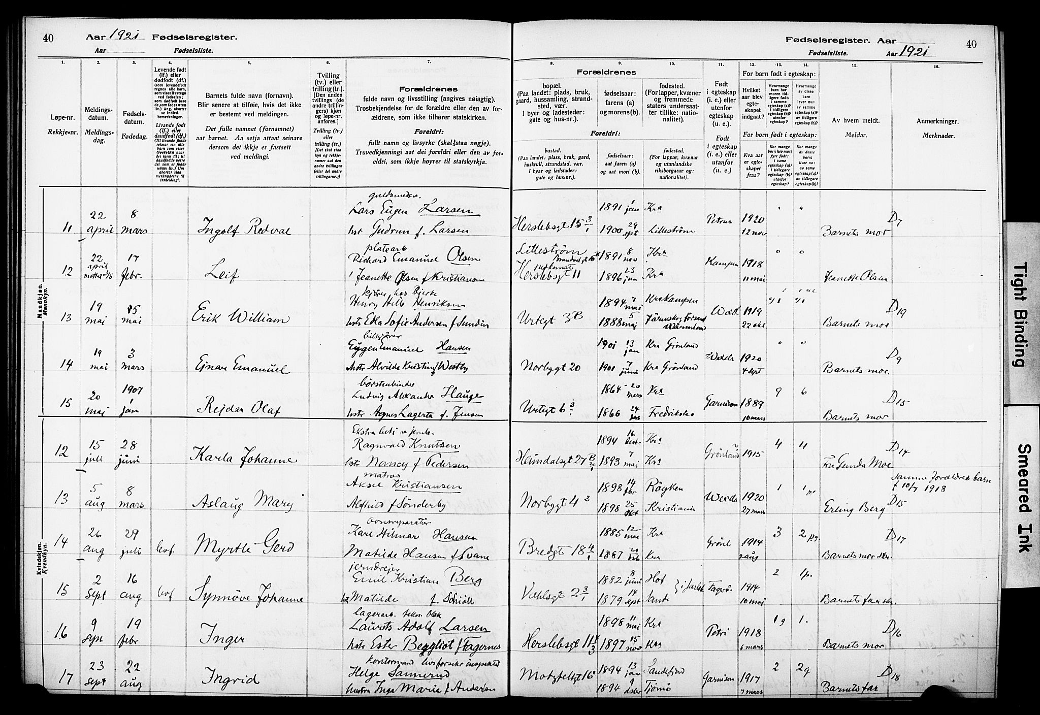 Wexel prestekontor Kirkebøker, AV/SAO-A-10879/J/L0001: Birth register no. 1, 1916-1930, p. 40