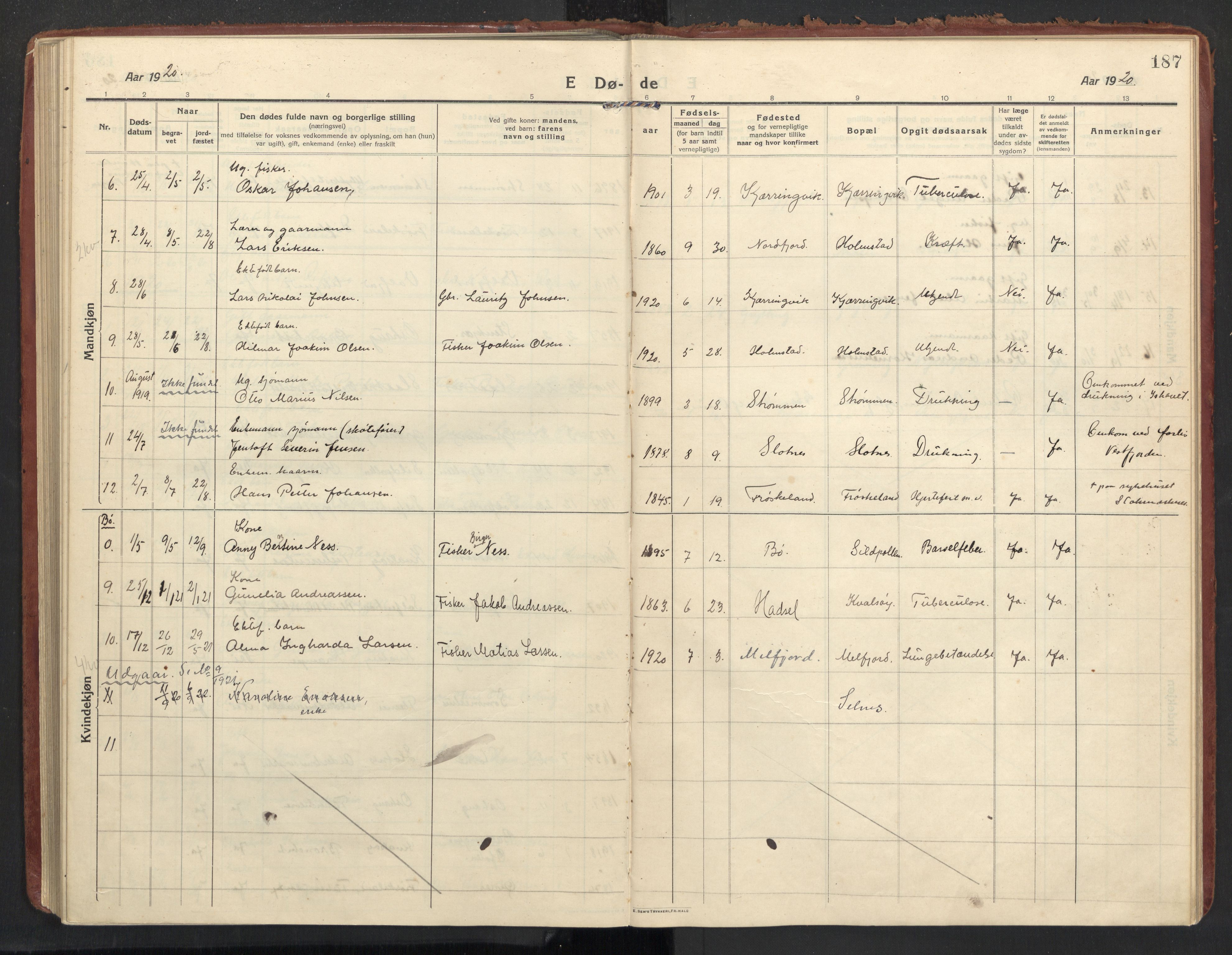 Ministerialprotokoller, klokkerbøker og fødselsregistre - Nordland, AV/SAT-A-1459/890/L1288: Parish register (official) no. 890A03, 1915-1925, p. 187