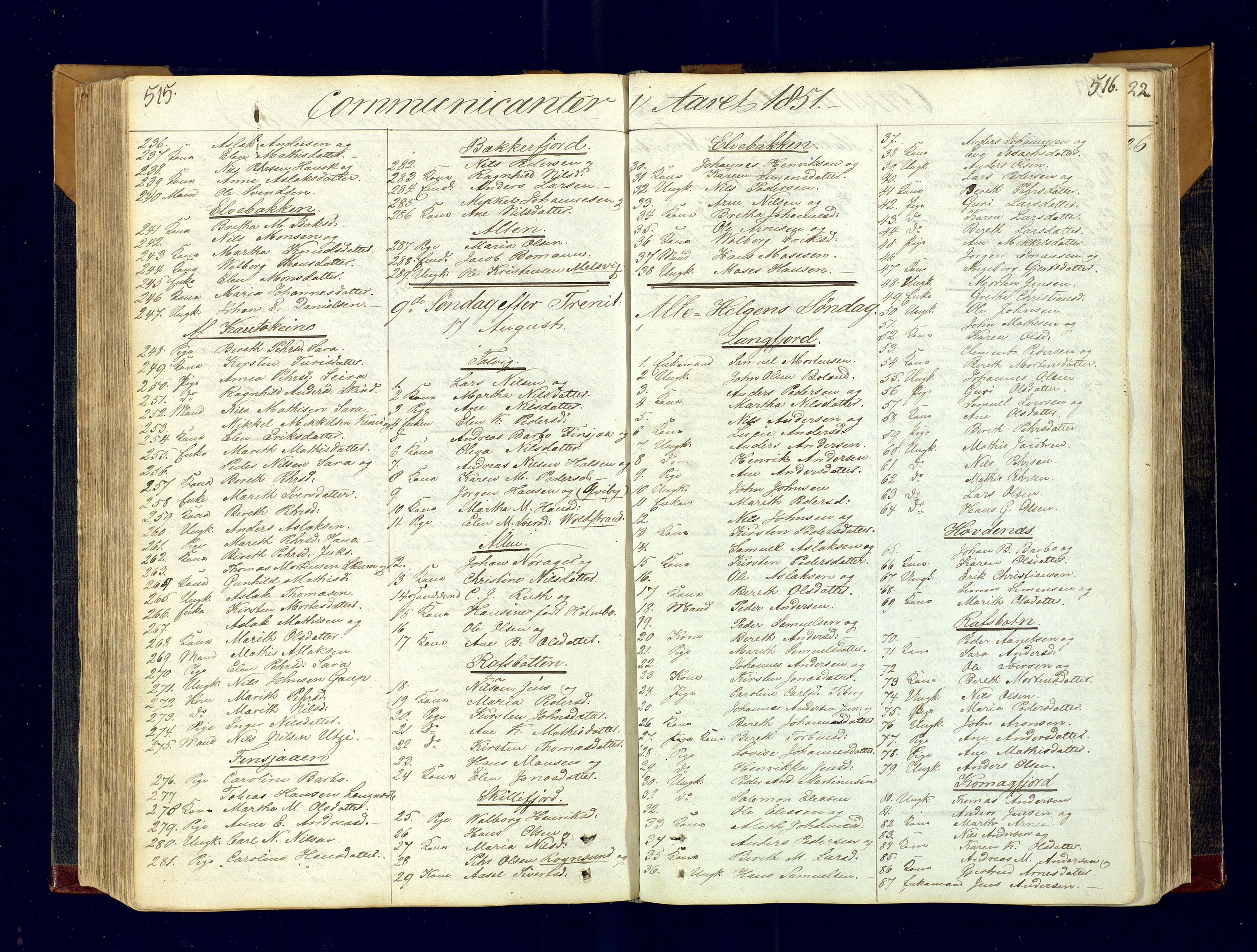 Talvik sokneprestkontor, AV/SATØ-S-1337/H/Ha/L0007kirke: Parish register (official) no. 7, 1813-1821, p. 515-516