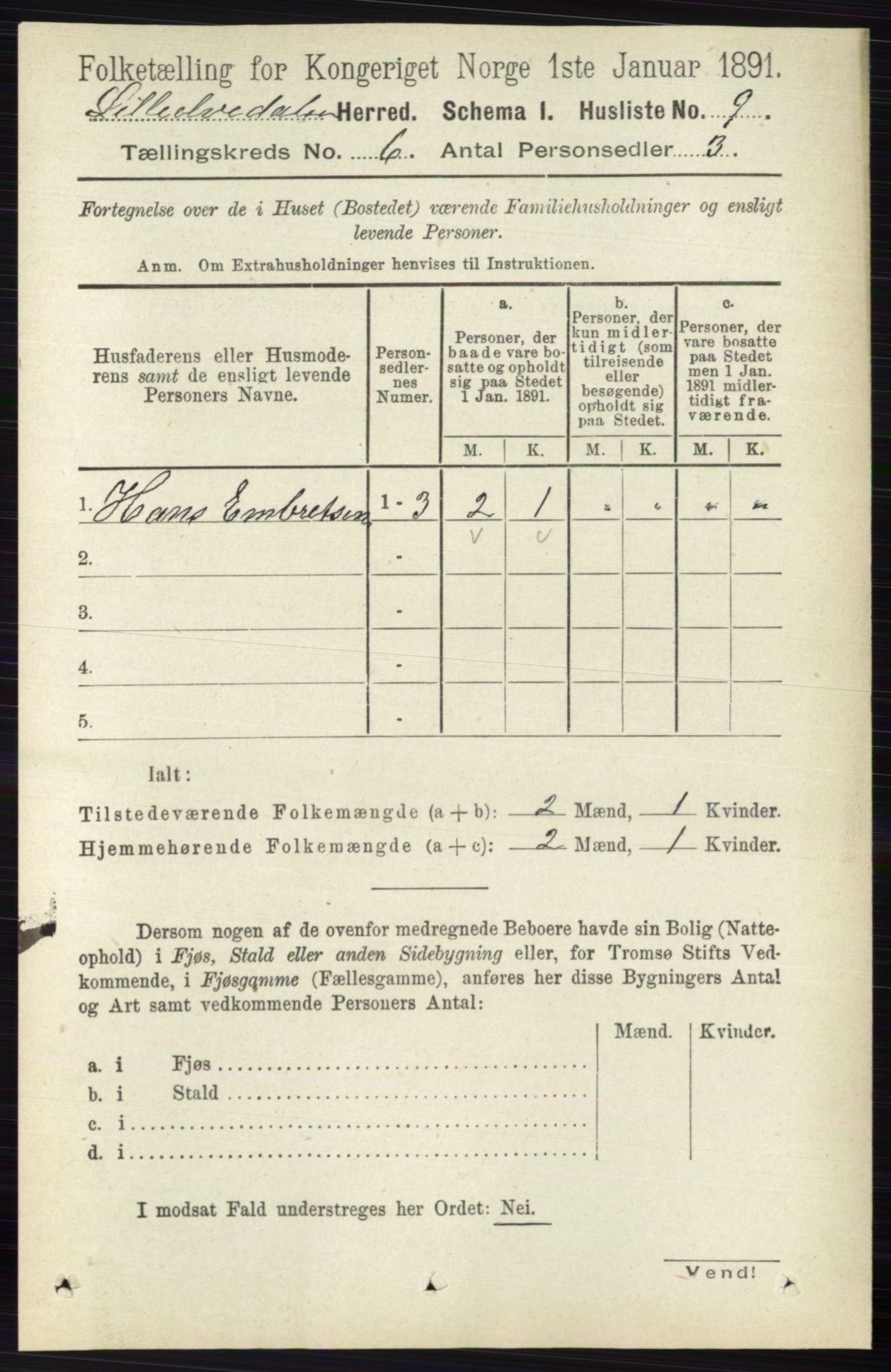 RA, 1891 census for 0438 Lille Elvedalen, 1891, p. 1761