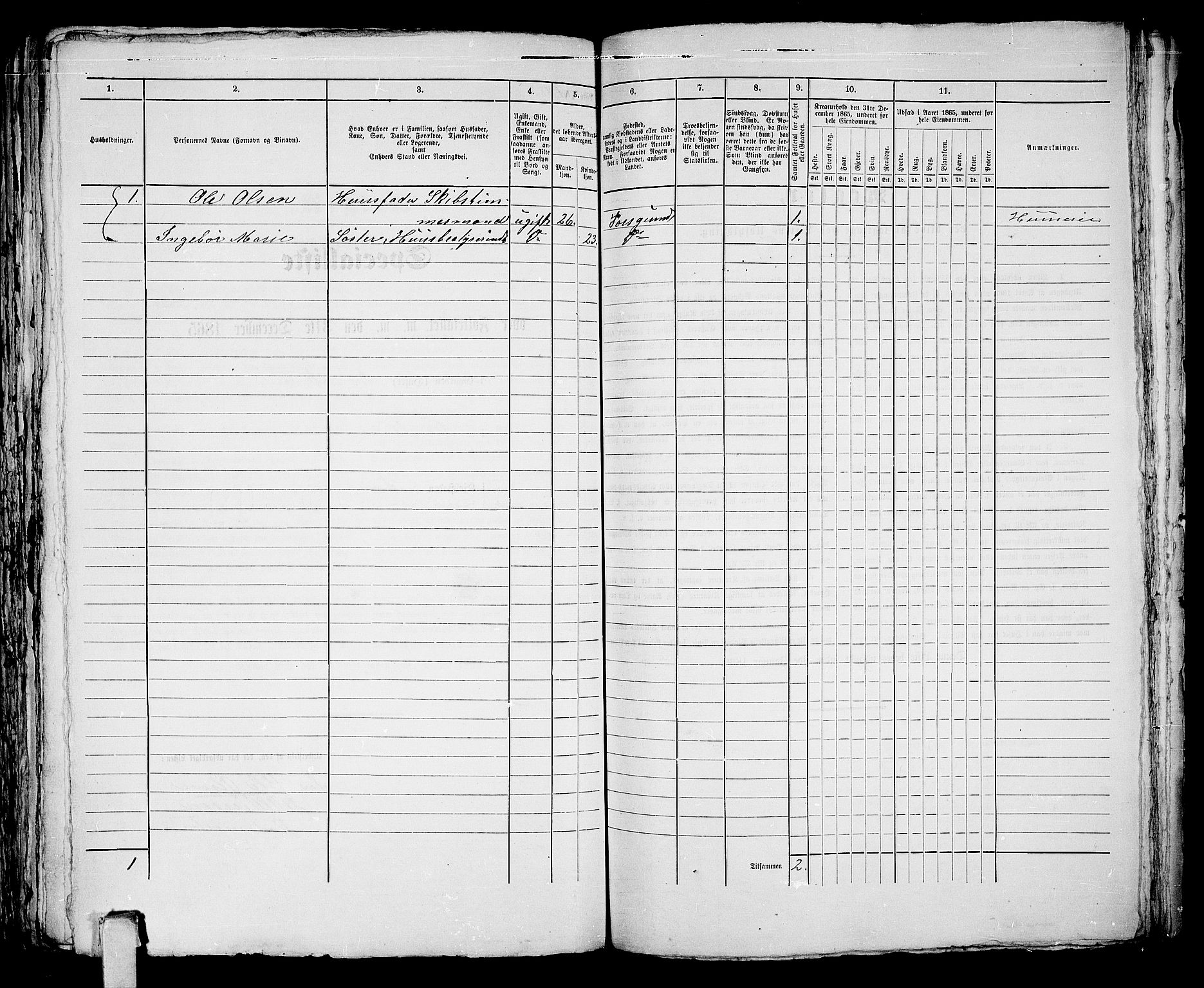 RA, 1865 census for Porsgrunn, 1865, p. 701