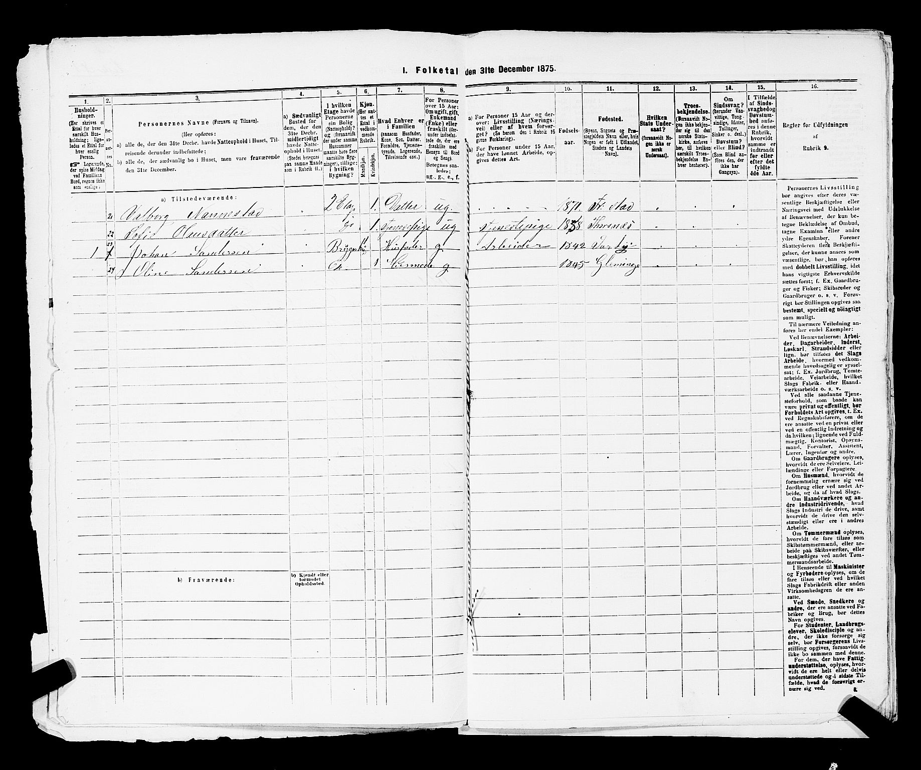 RA, 1875 census for 0103B Fredrikstad/Fredrikstad, 1875, p. 15