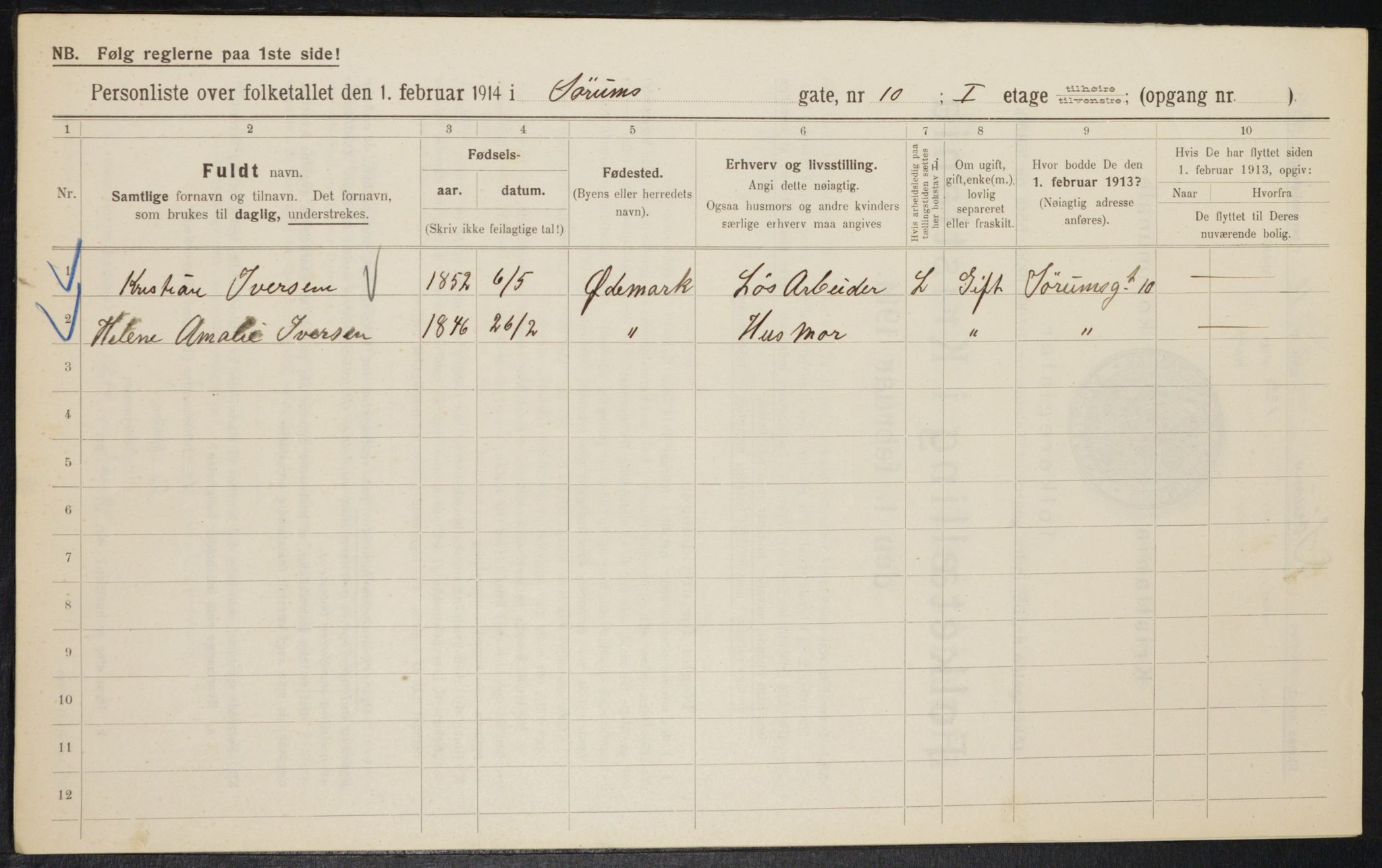 OBA, Municipal Census 1914 for Kristiania, 1914, p. 107719