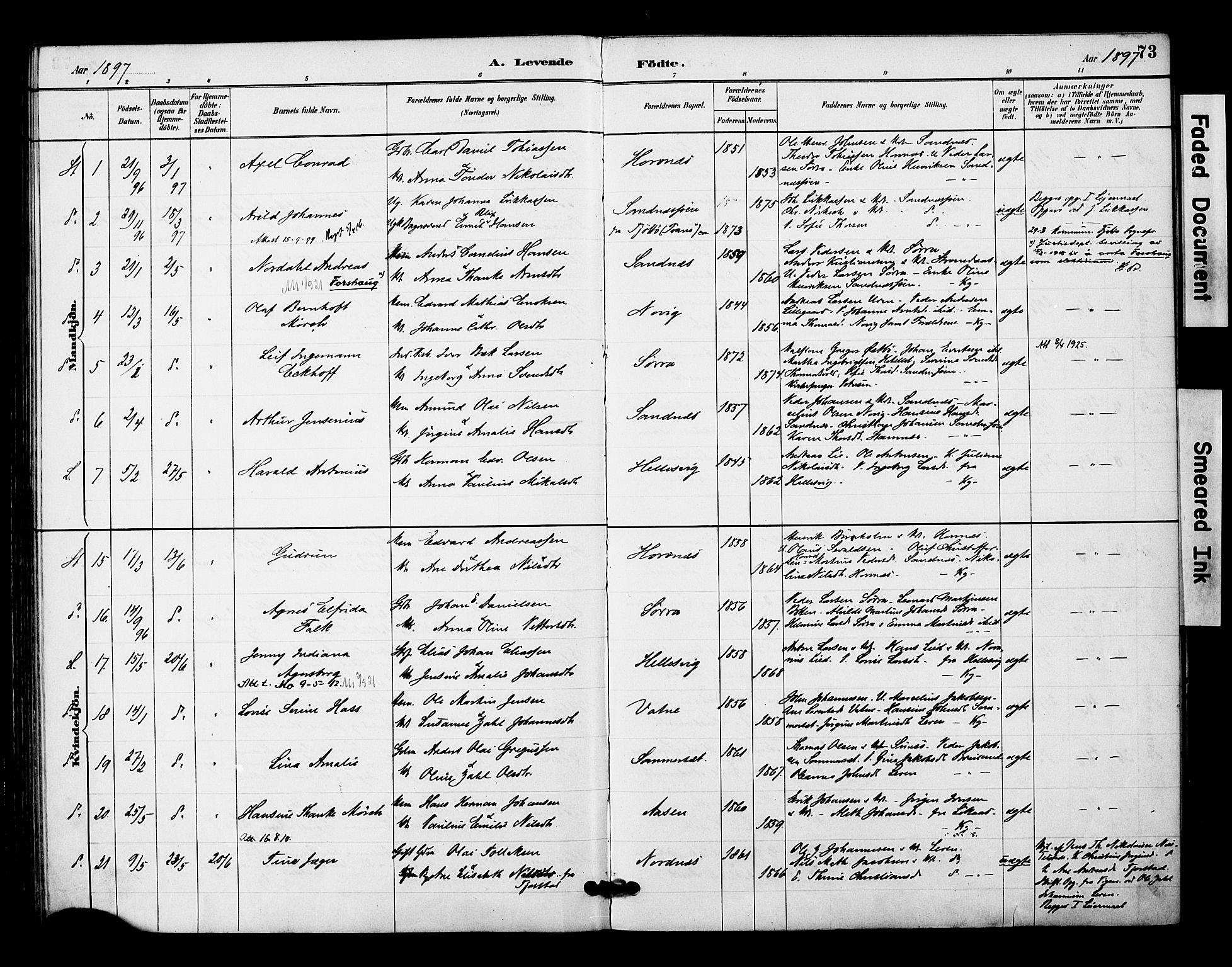 Ministerialprotokoller, klokkerbøker og fødselsregistre - Nordland, AV/SAT-A-1459/831/L0471: Parish register (official) no. 831A02, 1886-1901, p. 73