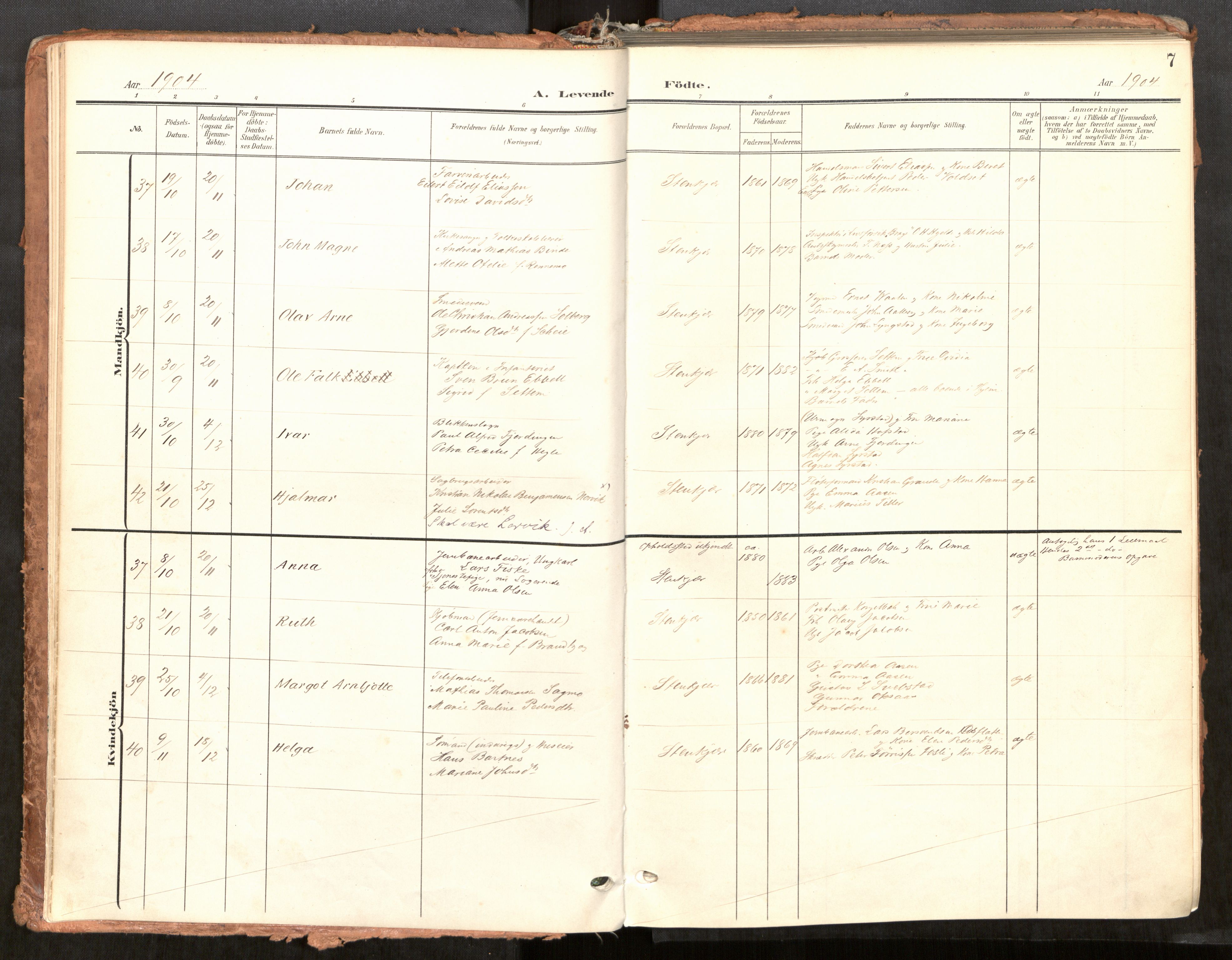 Steinkjer sokneprestkontor, AV/SAT-A-1541/01/H/Ha/Haa/L0001: Parish register (official) no. 1, 1904-1912, p. 7