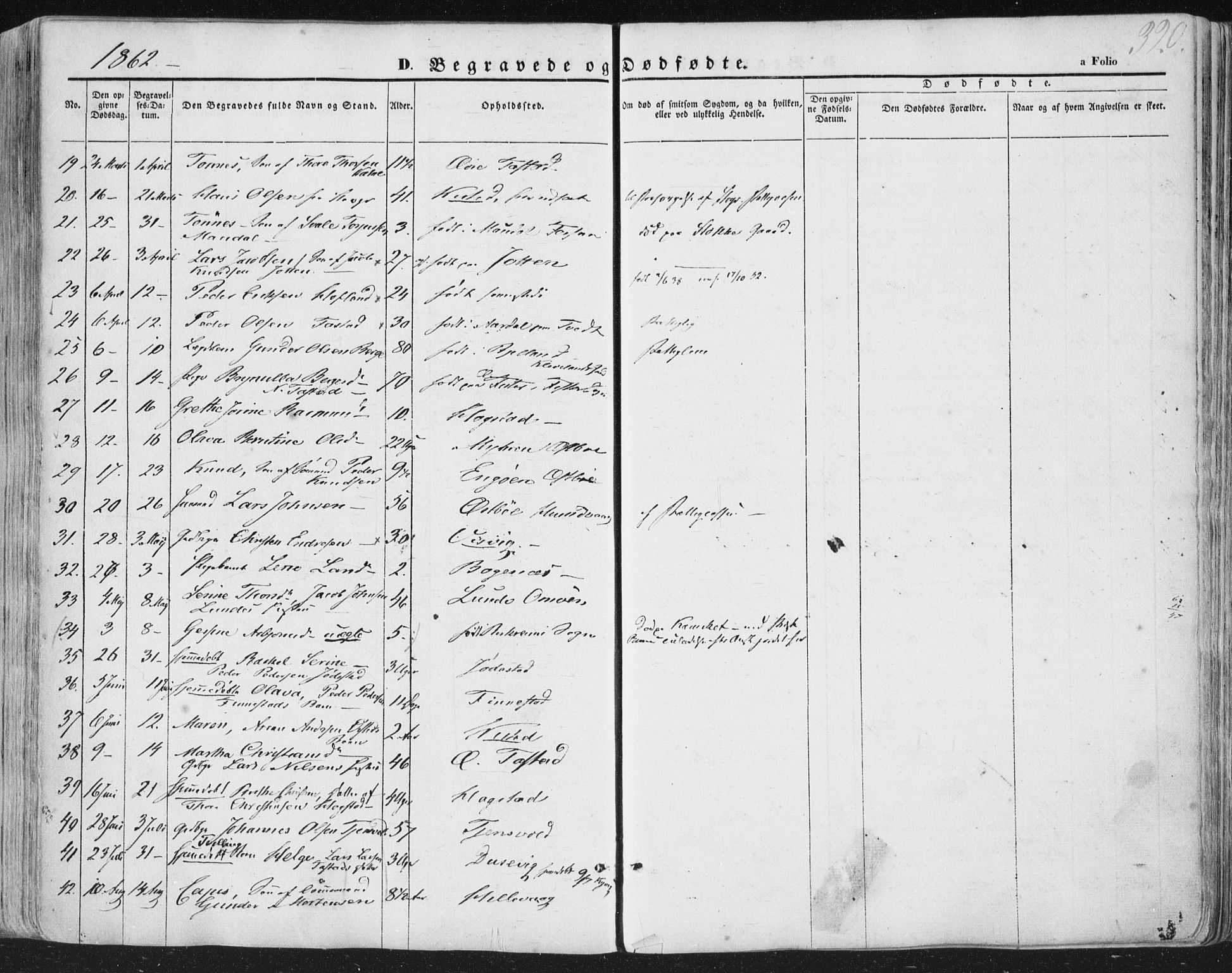 Hetland sokneprestkontor, AV/SAST-A-101826/30/30BA/L0002: Parish register (official) no. A 2, 1849-1869, p. 320