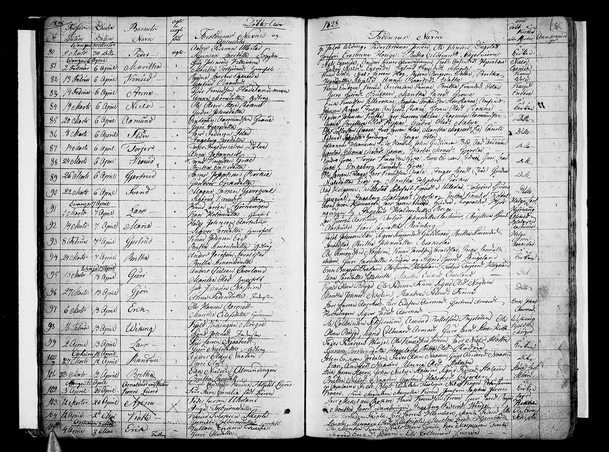Voss sokneprestembete, SAB/A-79001/H/Haa: Parish register (official) no. A 12, 1823-1837, p. 56