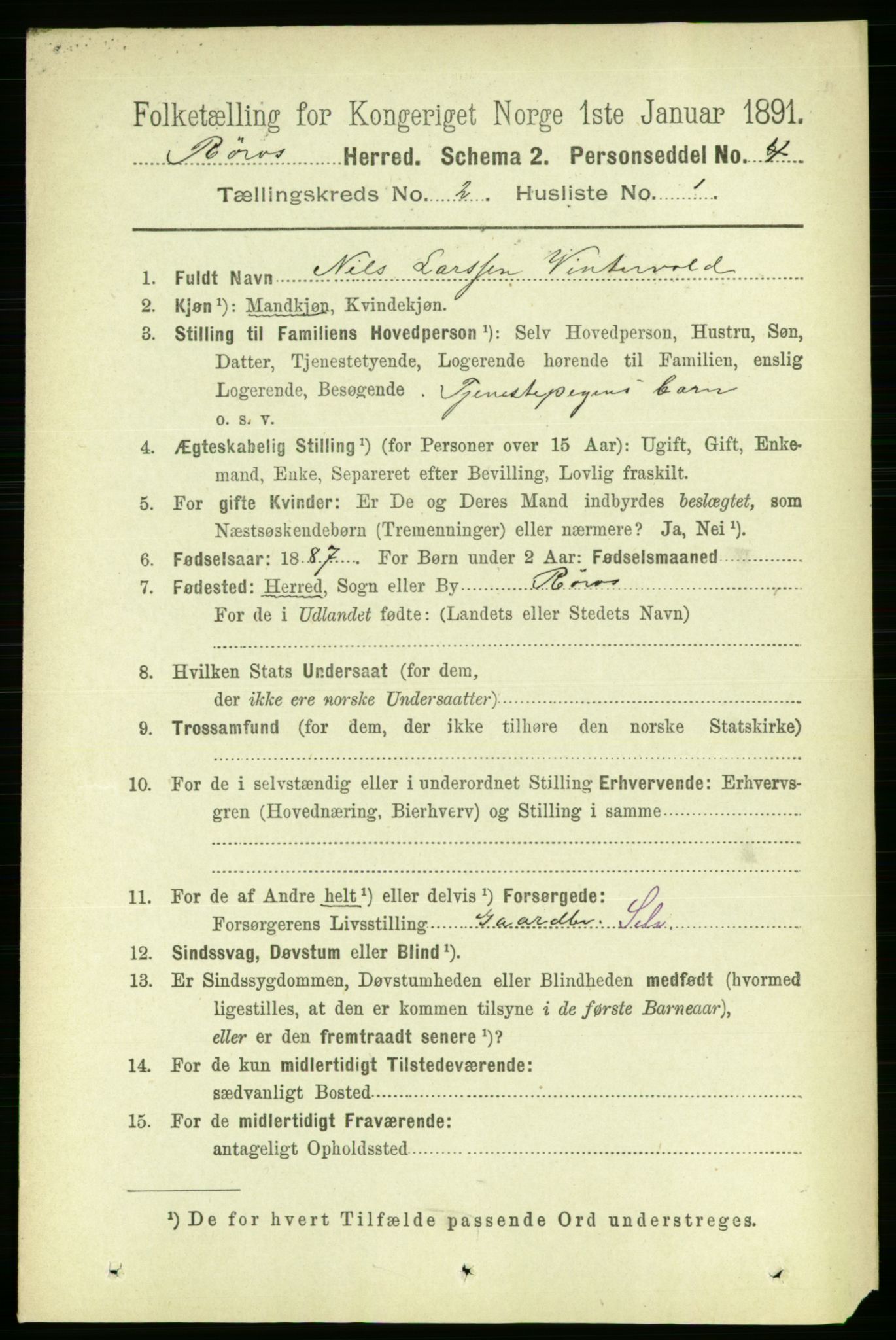 RA, 1891 census for 1640 Røros, 1891, p. 267