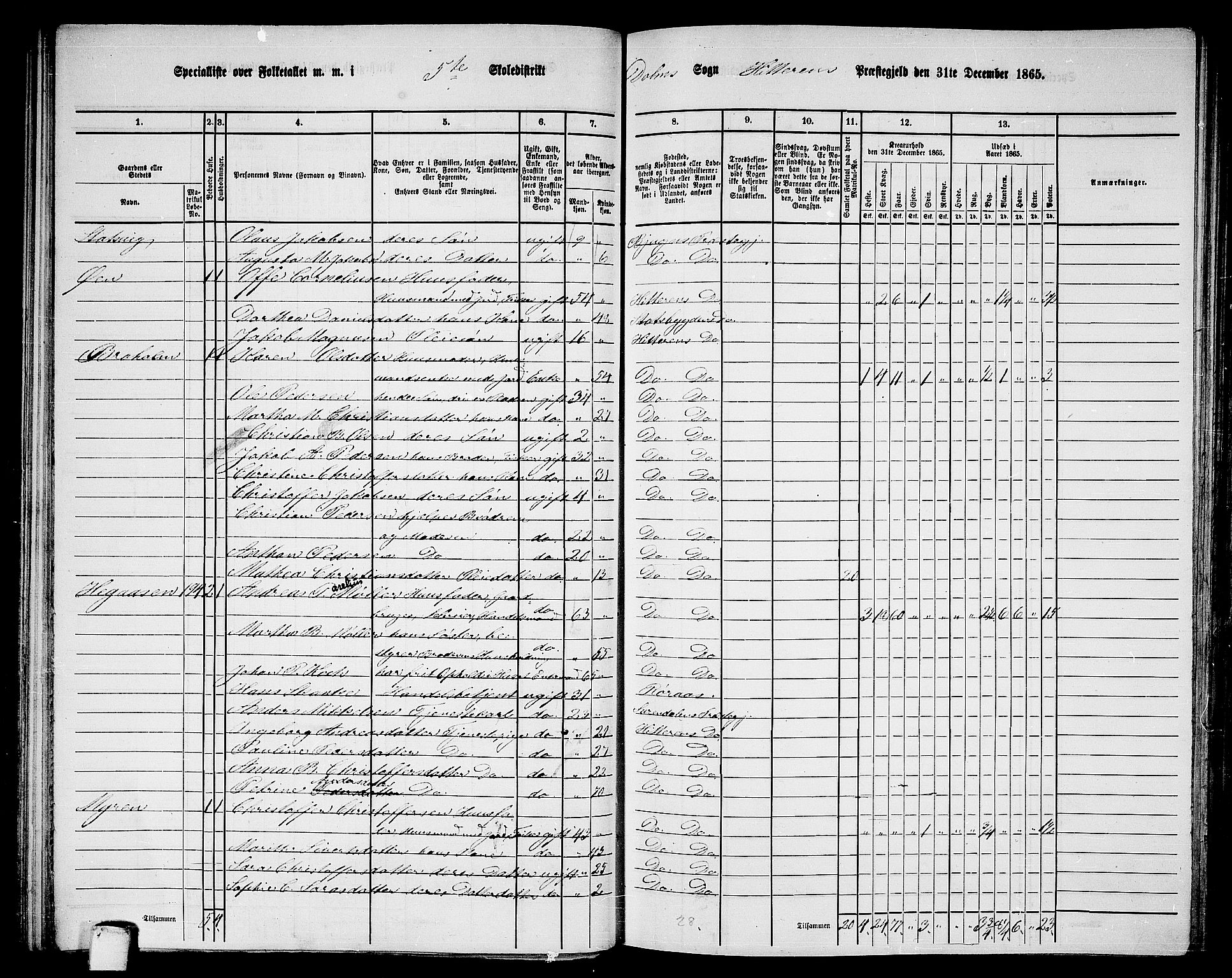 RA, 1865 census for Hitra, 1865, p. 126