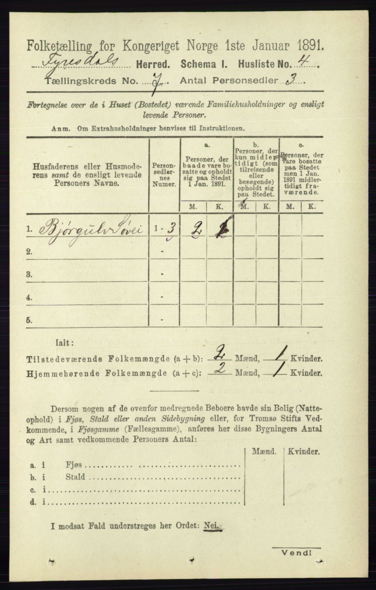 RA, 1891 census for 0831 Fyresdal, 1891, p. 1860