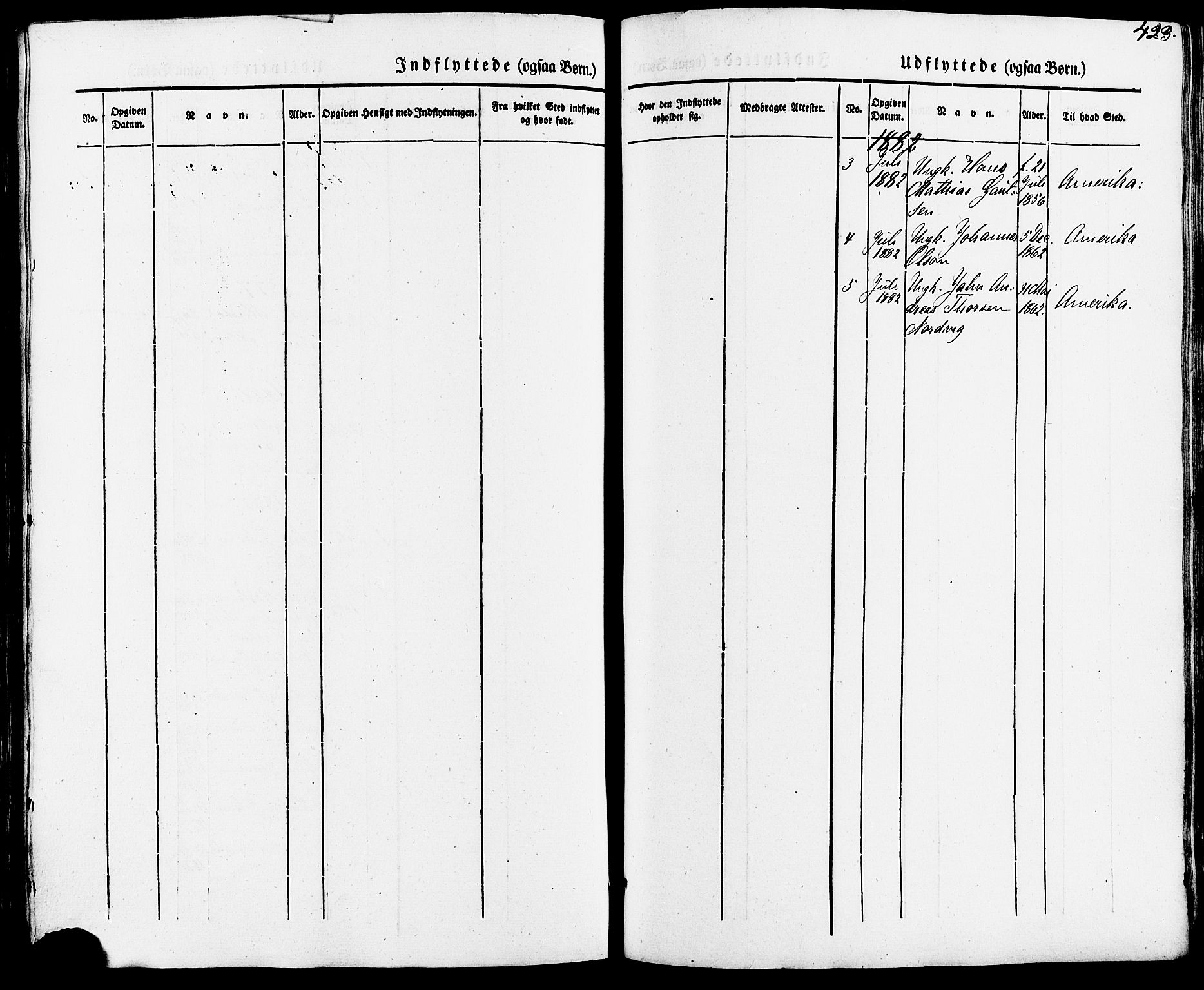 Torvastad sokneprestkontor, SAST/A -101857/H/Ha/Haa/L0007: Parish register (official) no. A 7, 1838-1882, p. 423