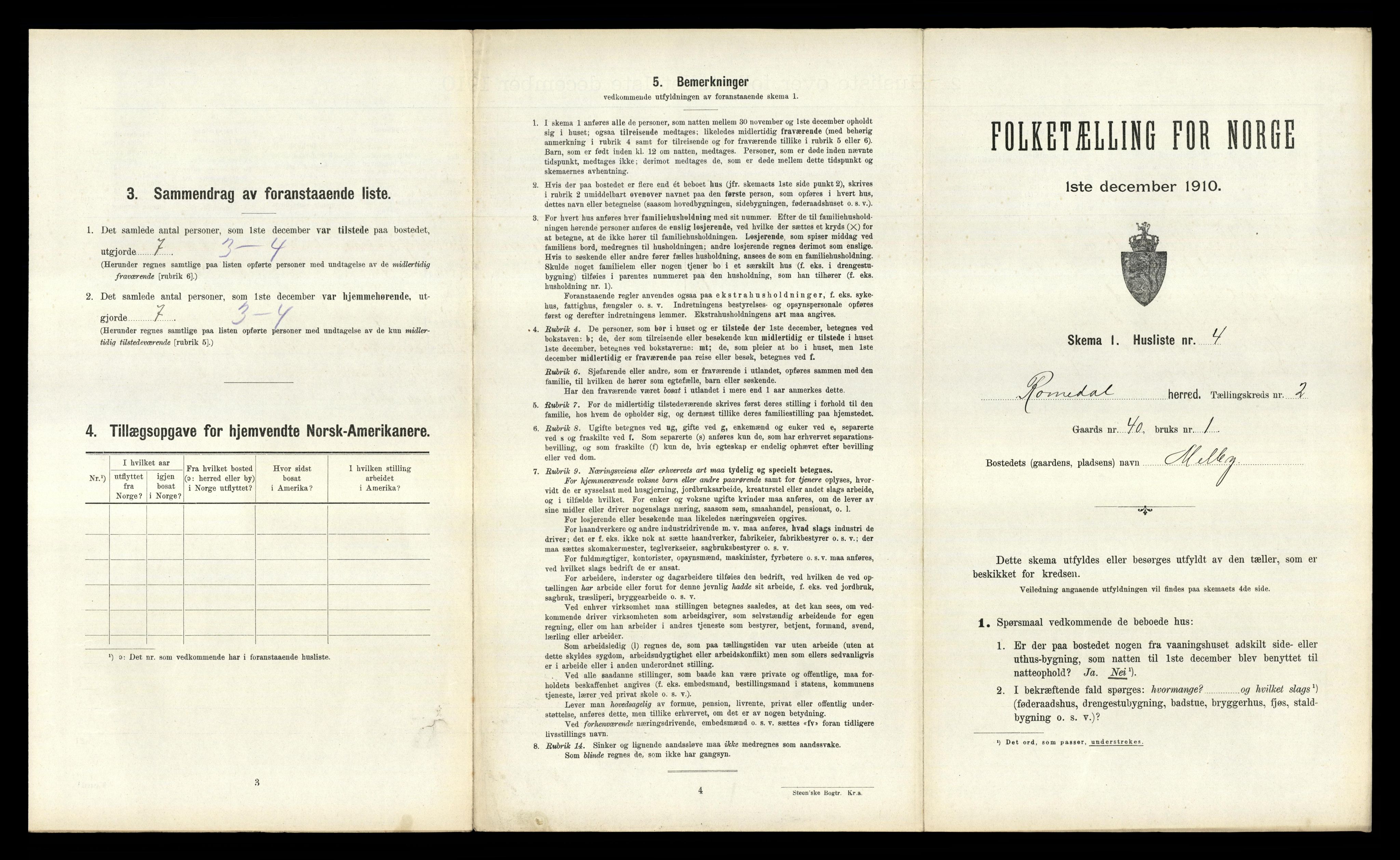 RA, 1910 census for Romedal, 1910, p. 337