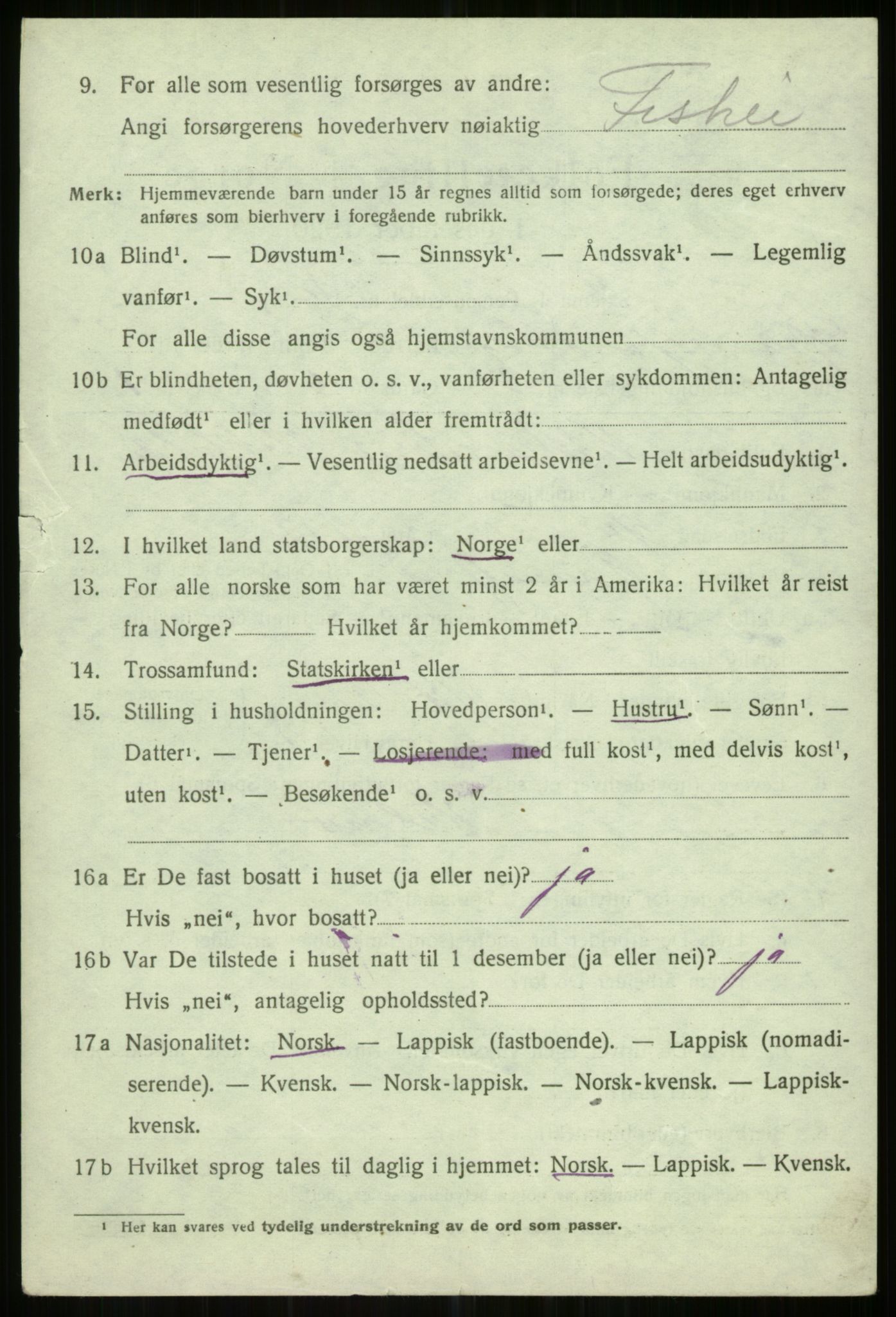 SATØ, 1920 census for Helgøy, 1920, p. 1418