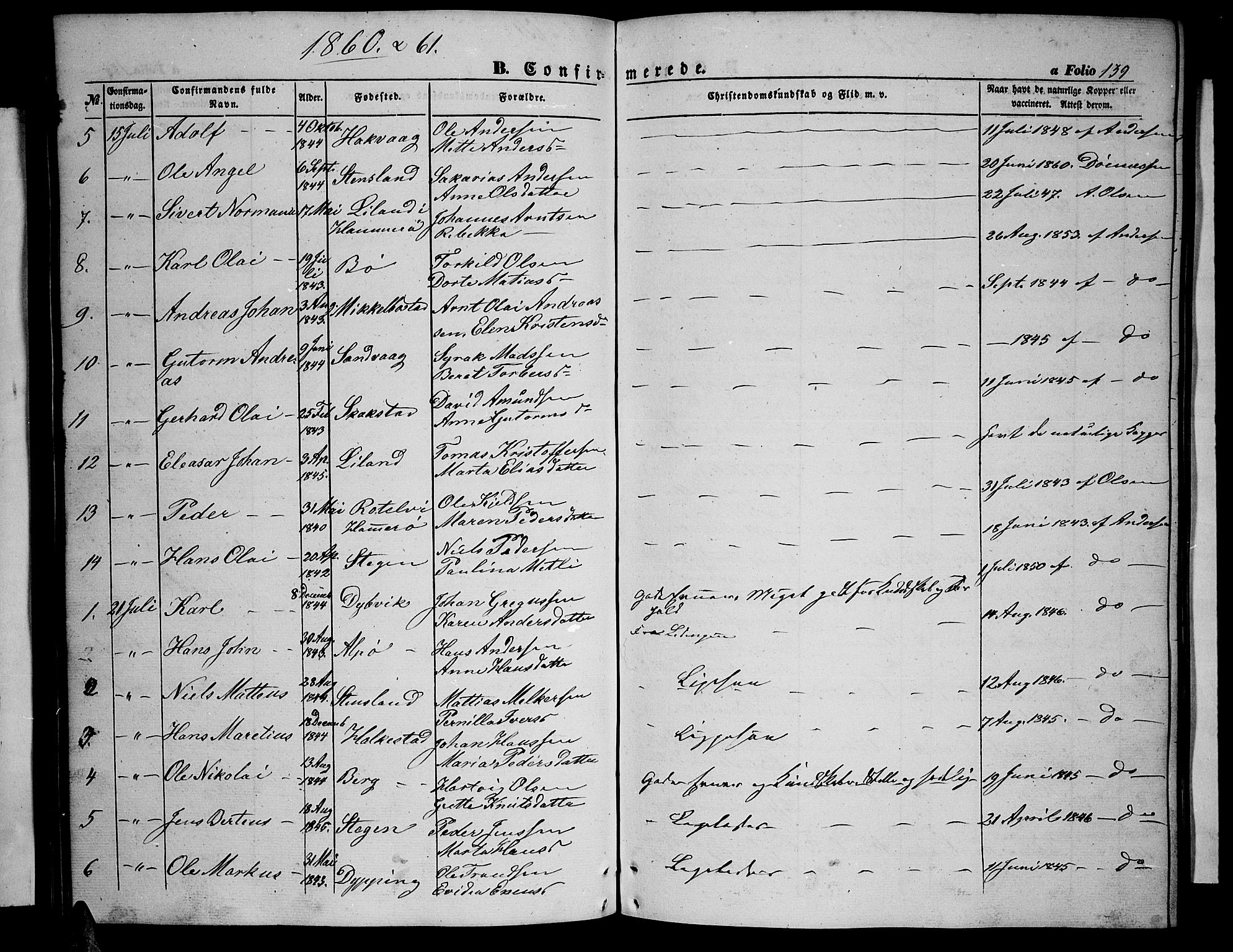 Ministerialprotokoller, klokkerbøker og fødselsregistre - Nordland, SAT/A-1459/855/L0814: Parish register (copy) no. 855C03, 1851-1864, p. 139