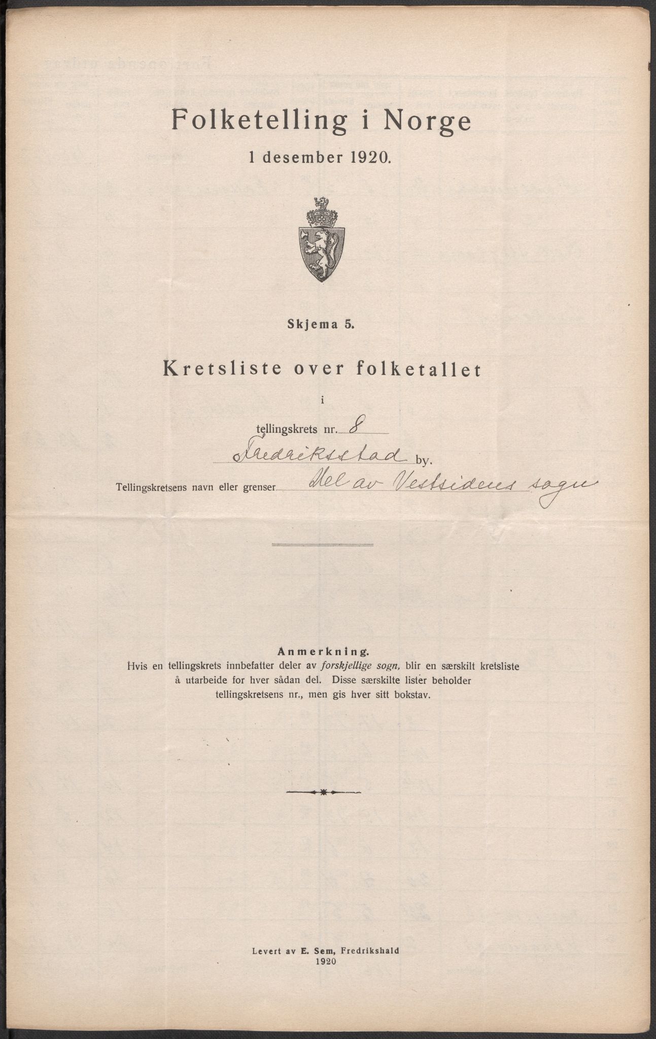 SAO, 1920 census for Fredrikstad, 1920, p. 26