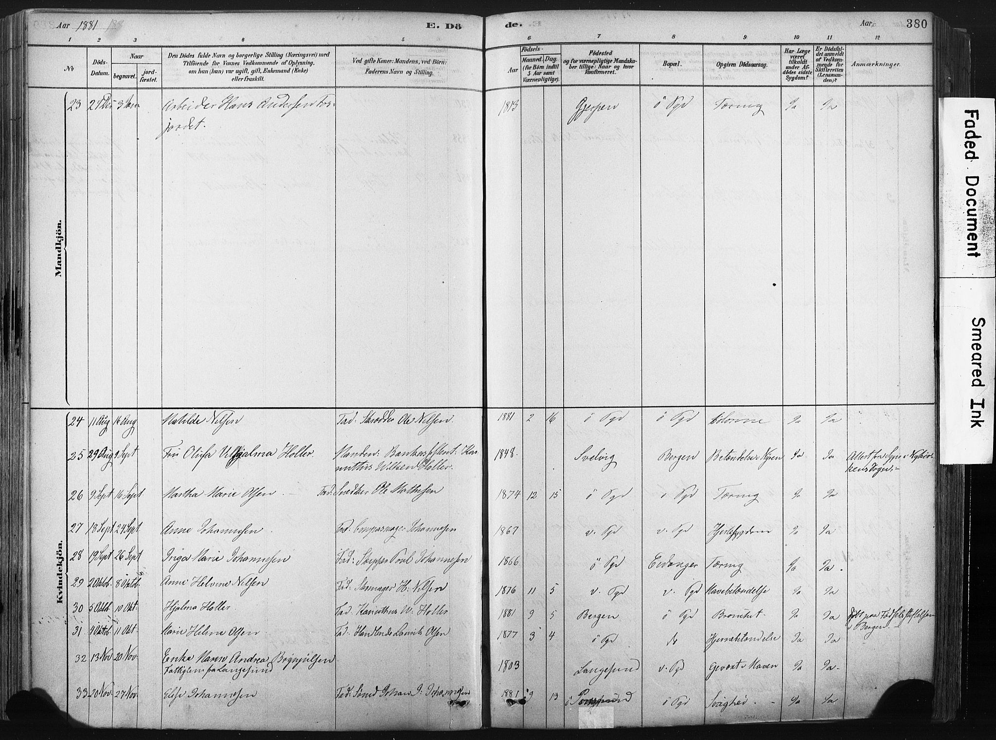 Porsgrunn kirkebøker , AV/SAKO-A-104/F/Fa/L0008: Parish register (official) no. 8, 1878-1895, p. 380