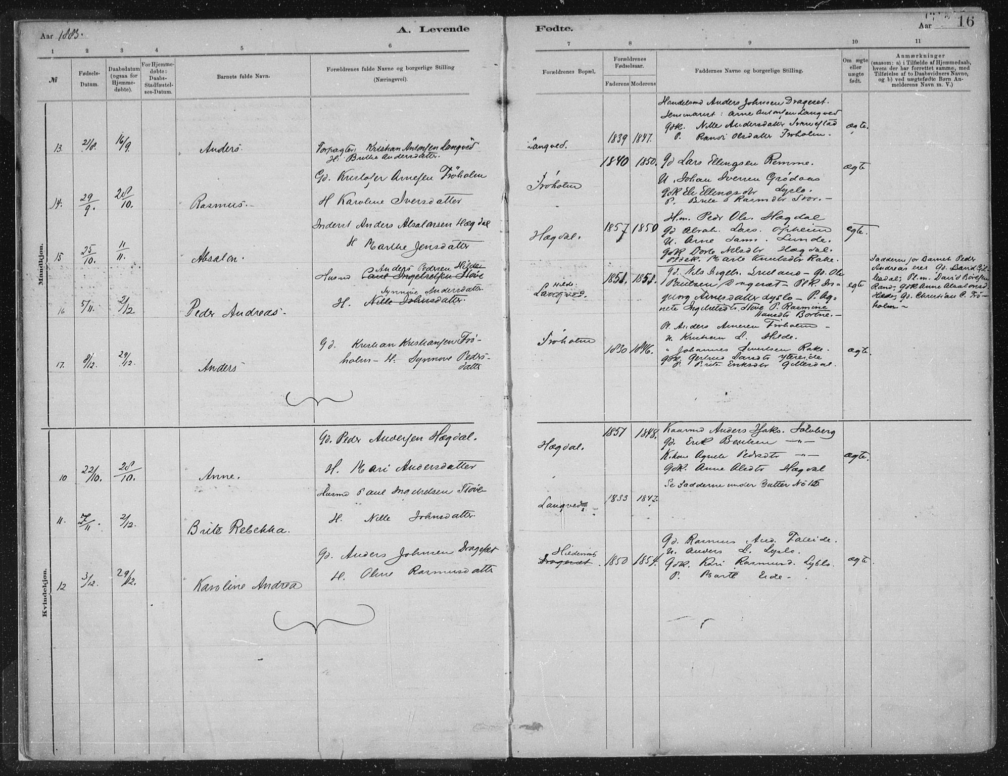 Innvik sokneprestembete, AV/SAB-A-80501: Parish register (official) no. B  1, 1879-1902, p. 16