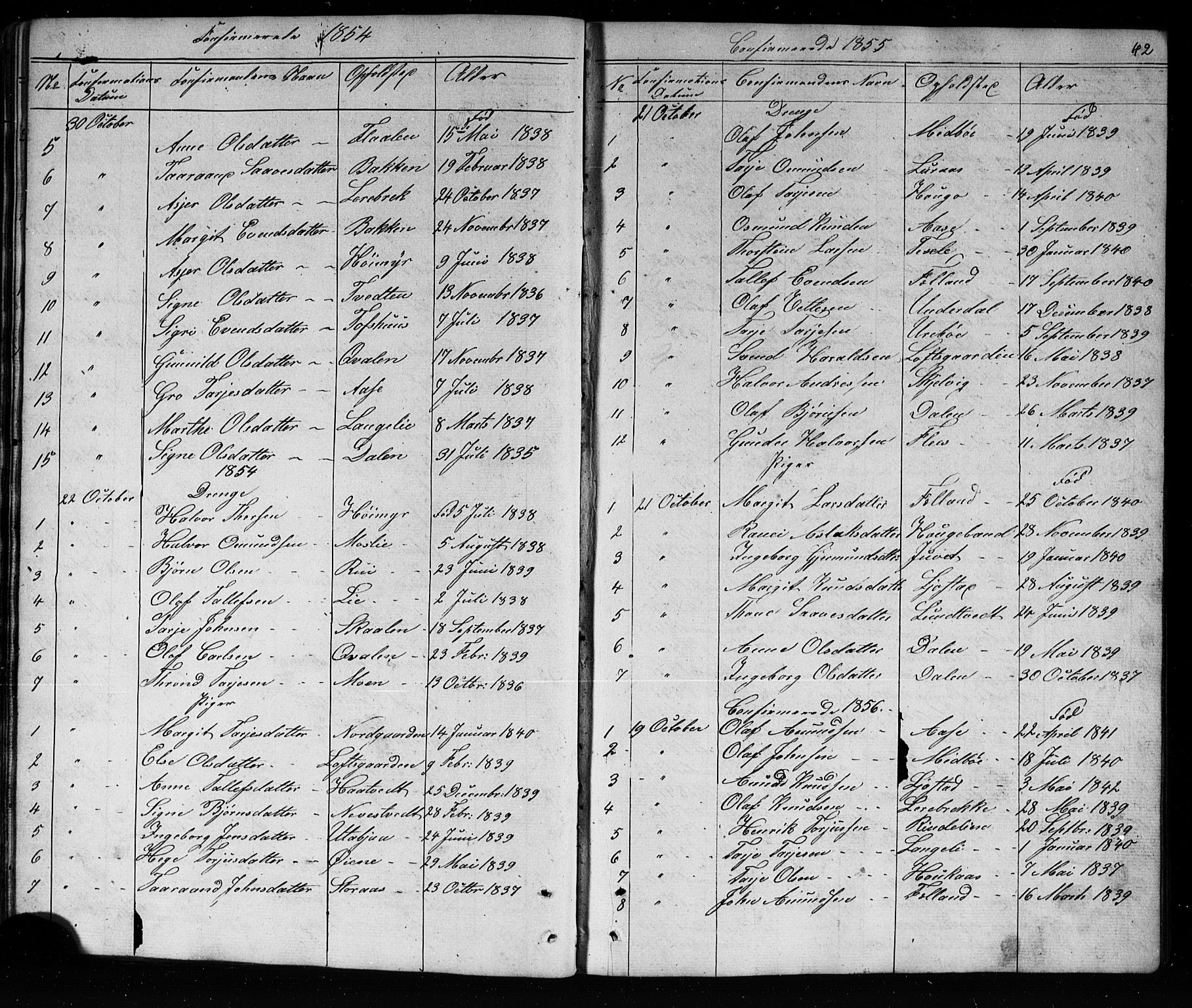 Mo kirkebøker, SAKO/A-286/G/Ga/L0001: Parish register (copy) no. I 1, 1851-1891, p. 42