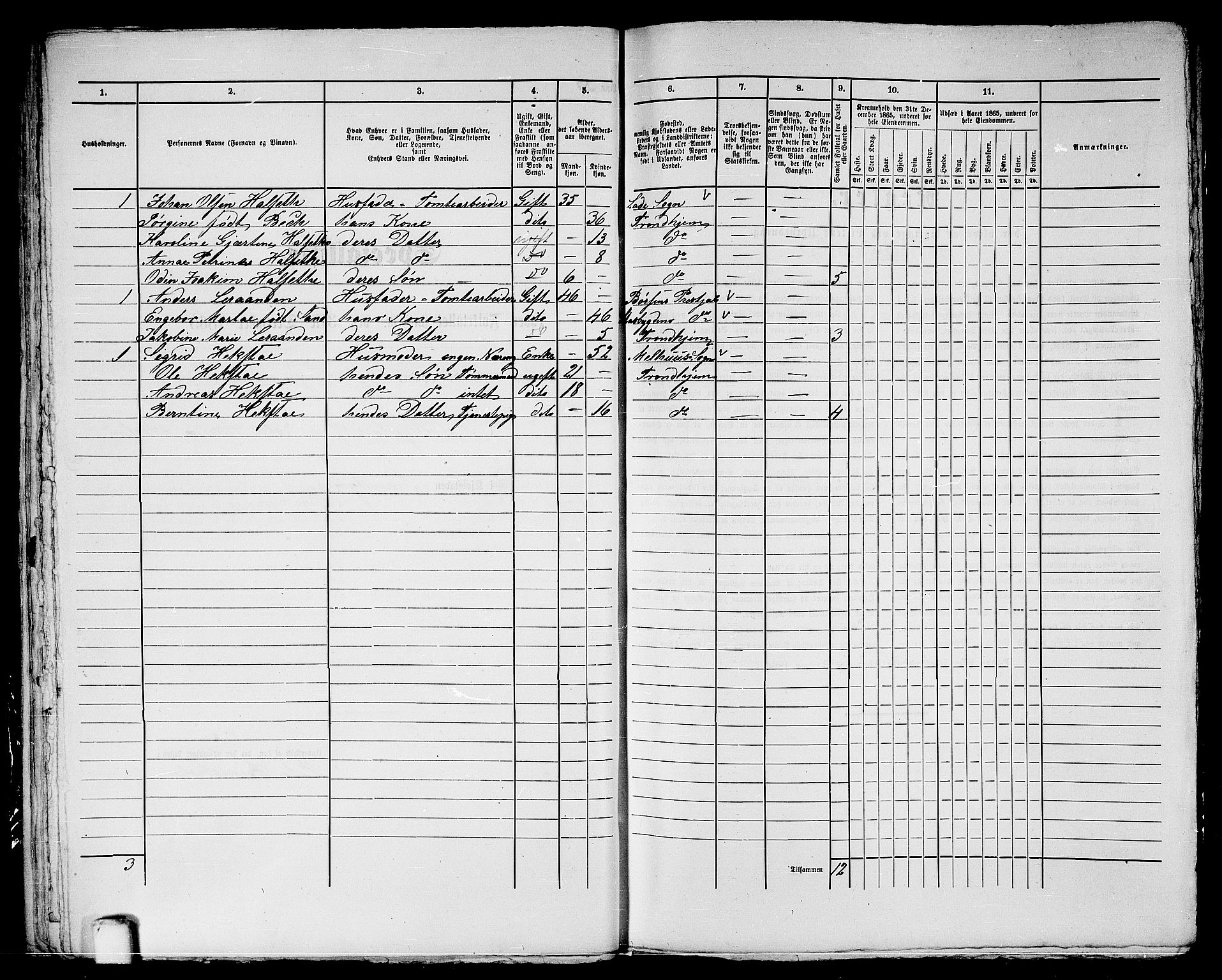 RA, 1865 census for Trondheim, 1865, p. 2114