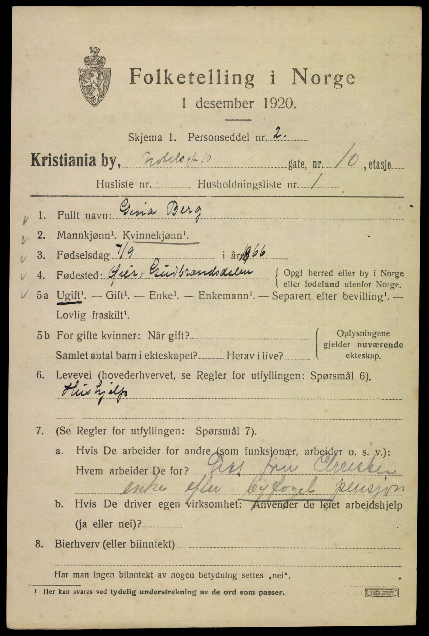 SAO, 1920 census for Kristiania, 1920, p. 417627