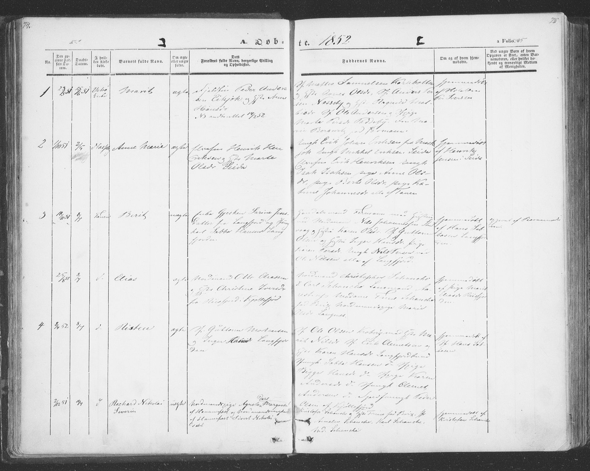 Tana sokneprestkontor, AV/SATØ-S-1334/H/Ha/L0001kirke: Parish register (official) no. 1, 1846-1861, p. 35