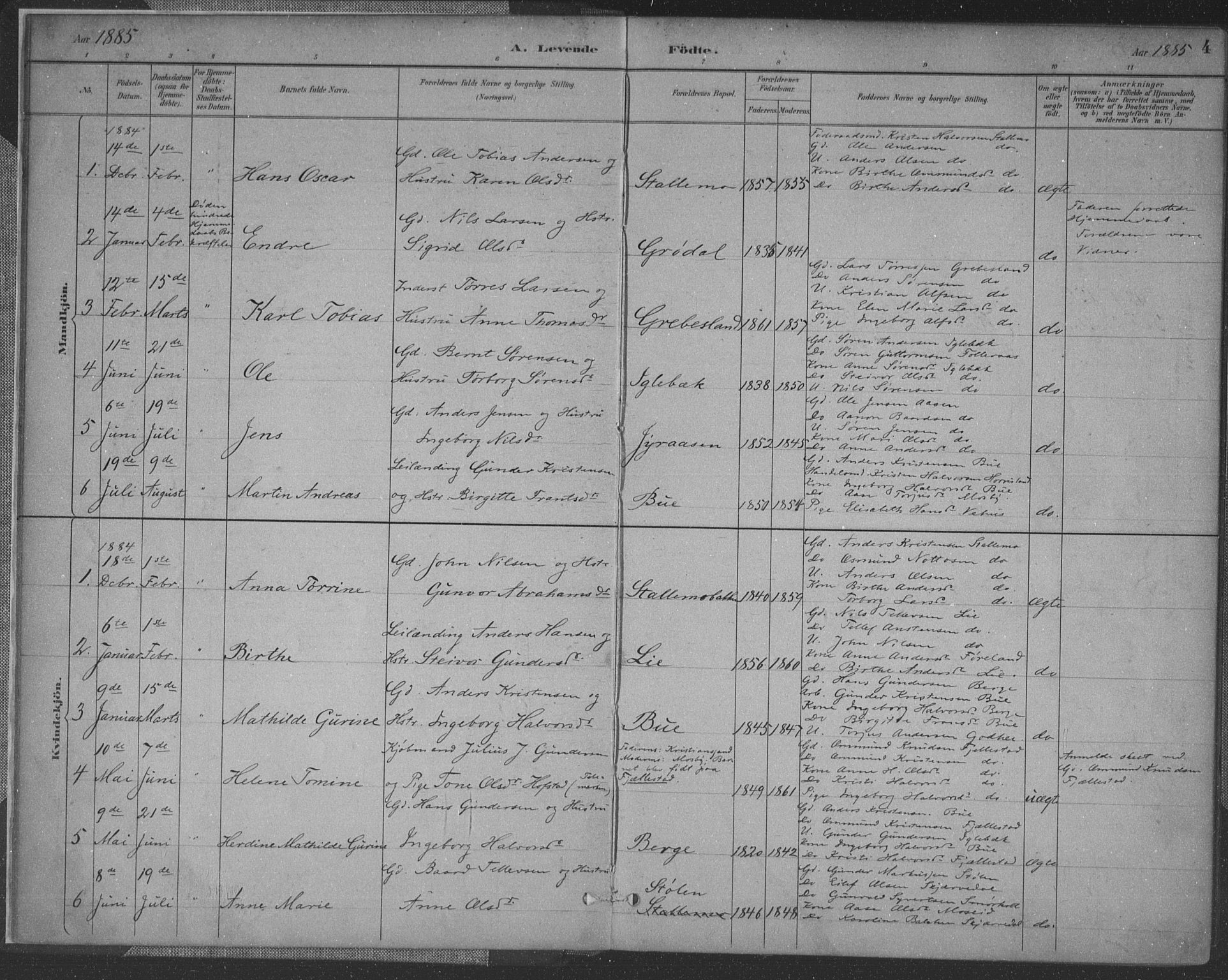 Vennesla sokneprestkontor, SAK/1111-0045/Fa/Fac/L0009: Parish register (official) no. A 9, 1884-1901, p. 4