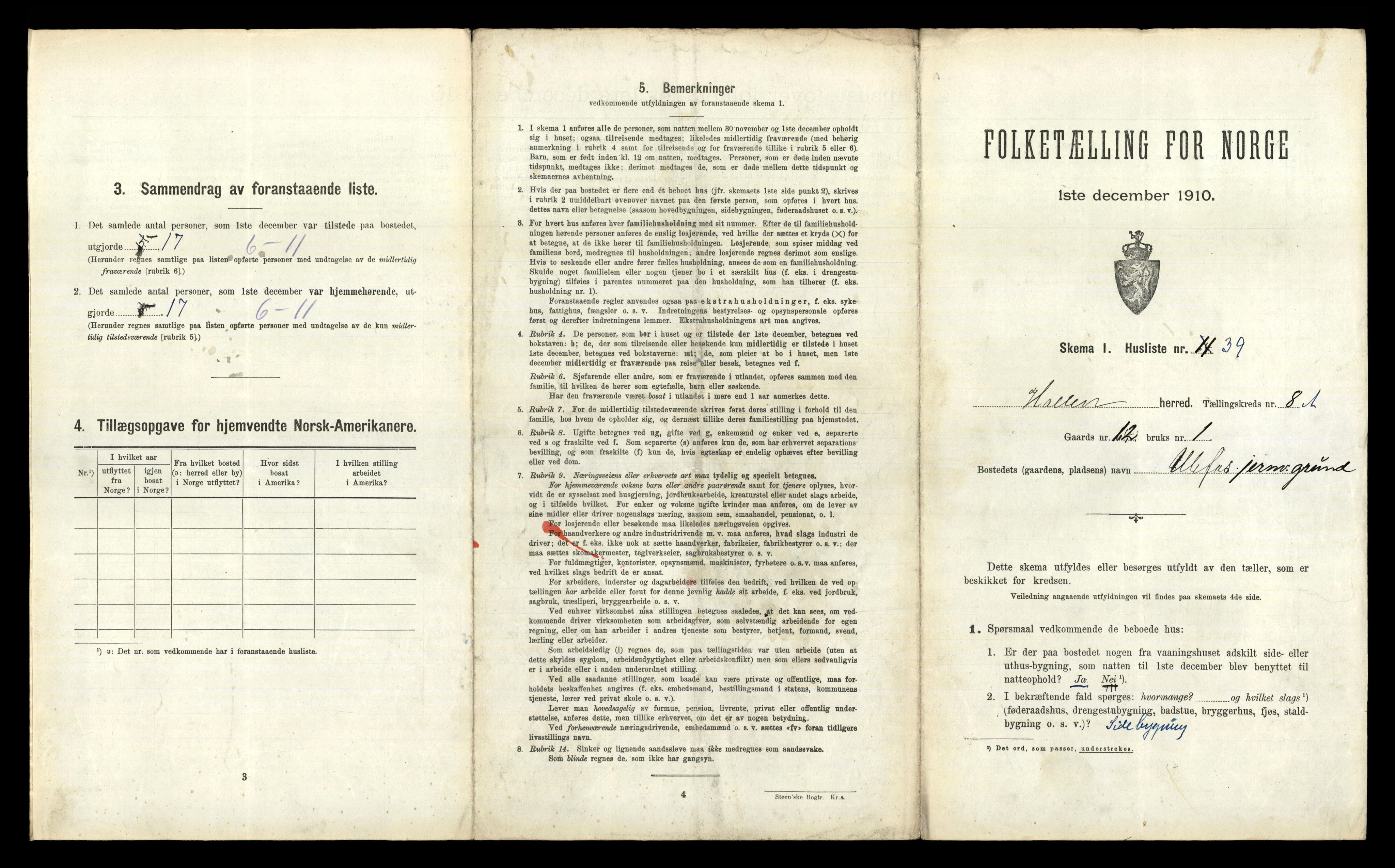 RA, 1910 census for Holla, 1910, p. 915