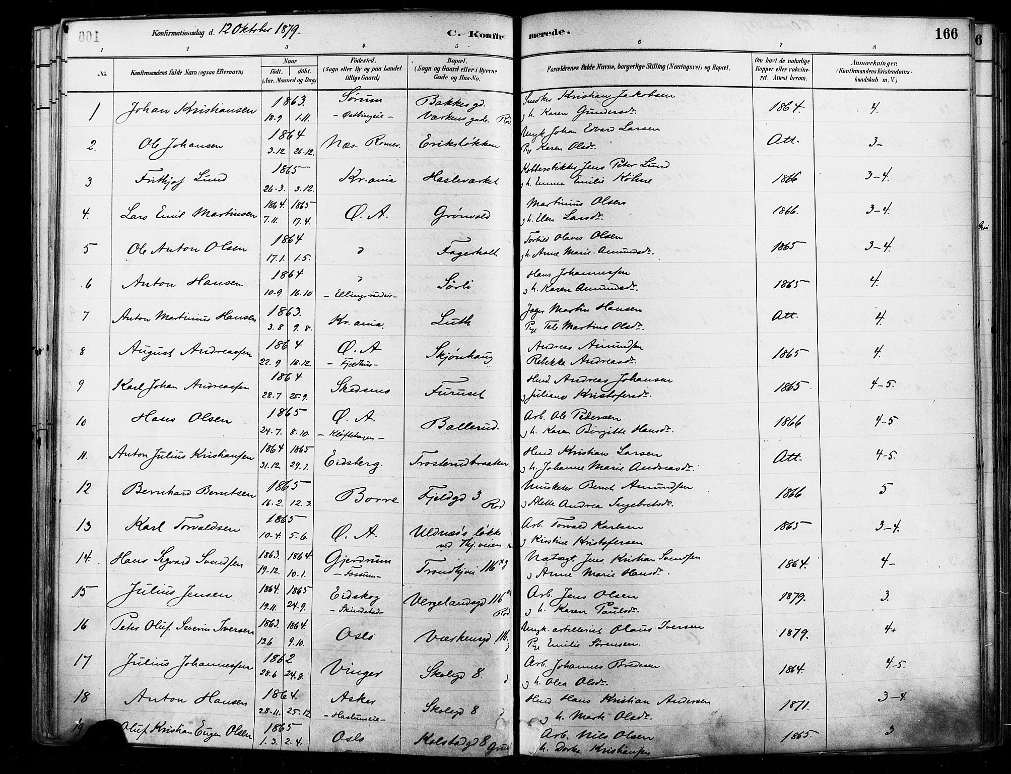 Østre Aker prestekontor Kirkebøker, SAO/A-10840/F/Fa/L0006: Parish register (official) no. I 5, 1879-1882, p. 166