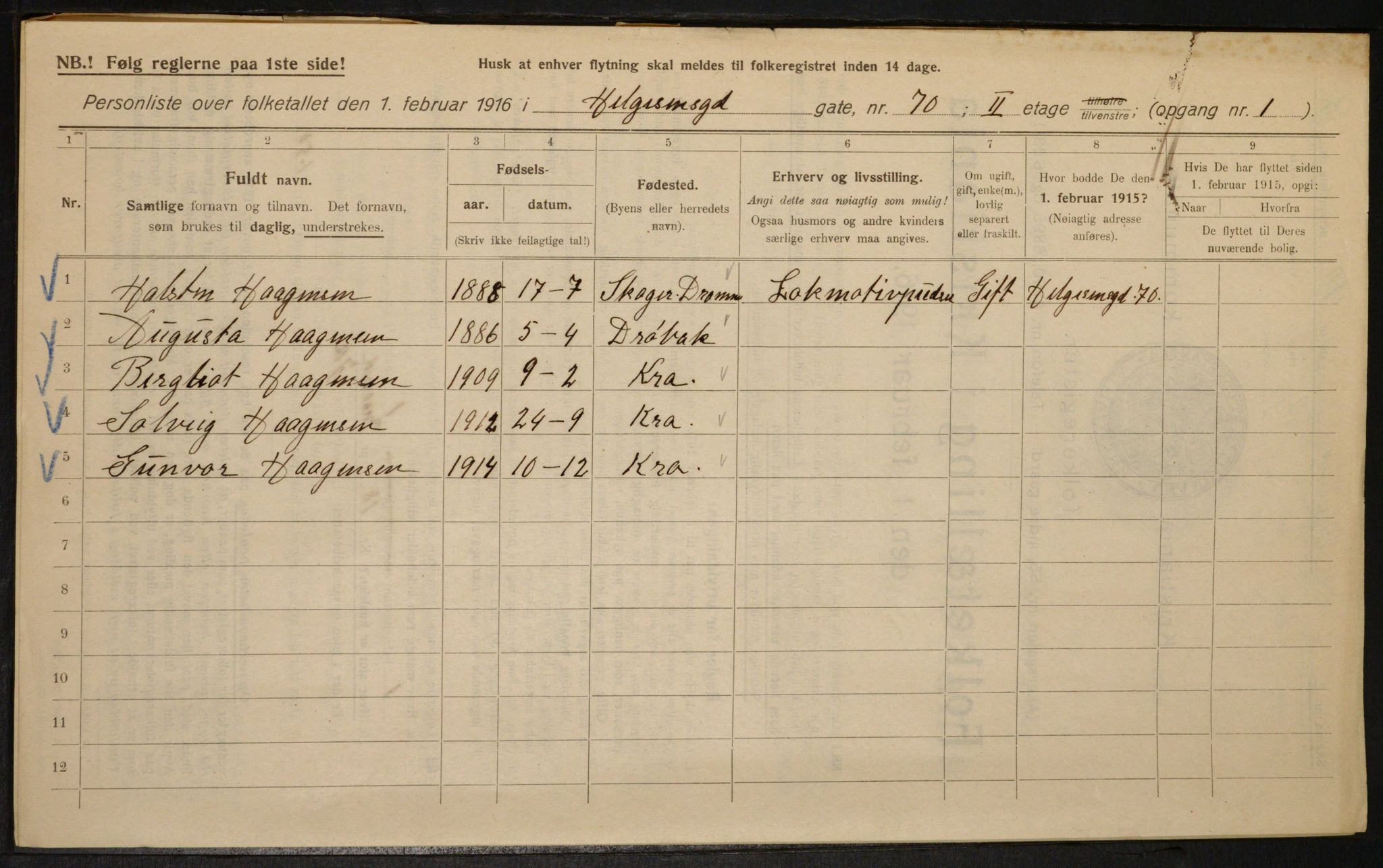 OBA, Municipal Census 1916 for Kristiania, 1916, p. 39085