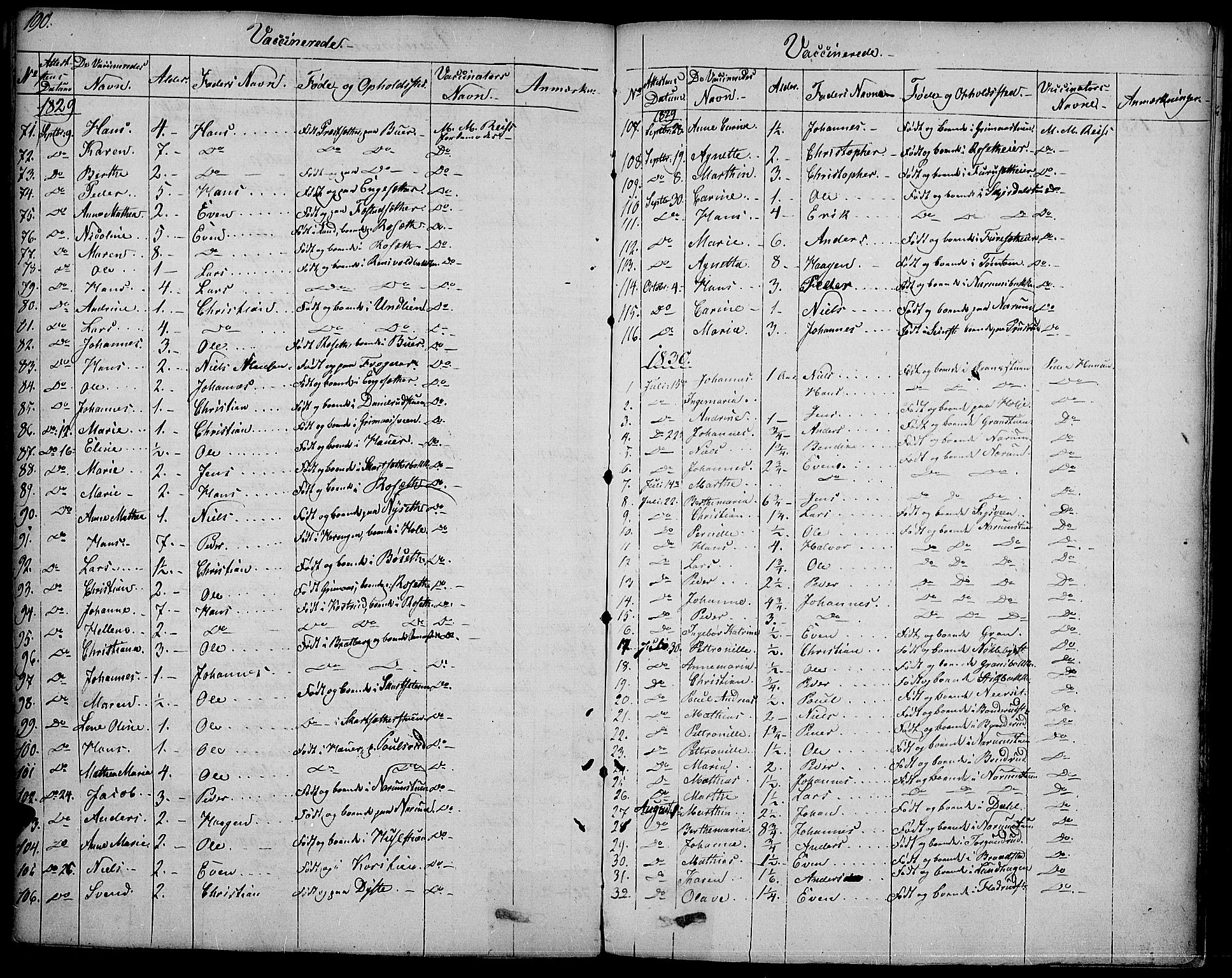 Vestre Toten prestekontor, SAH/PREST-108/H/Ha/Haa/L0002: Parish register (official) no. 2, 1825-1837, p. 190