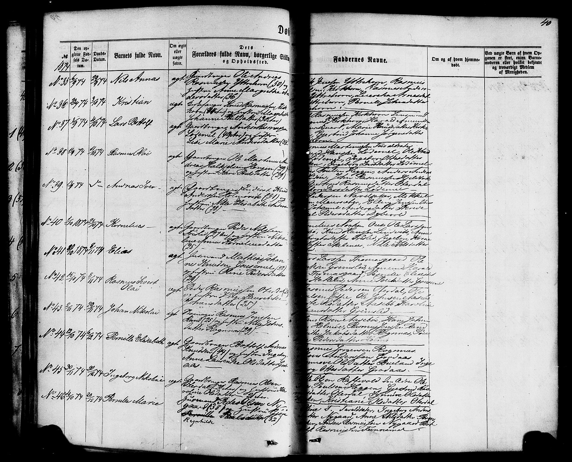 Hornindal sokneprestembete, AV/SAB-A-82401/H/Haa/Haaa/L0002: Parish register (official) no. A 2, 1867-1884, p. 40