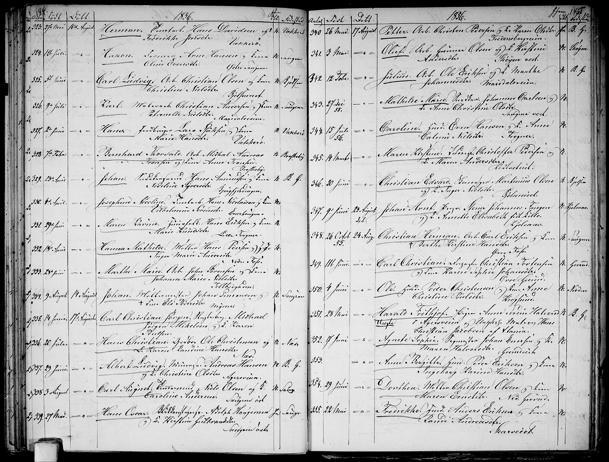 Aker prestekontor kirkebøker, AV/SAO-A-10861/G/L0010: Parish register (copy) no. 10, 1852-1859, p. 144-145