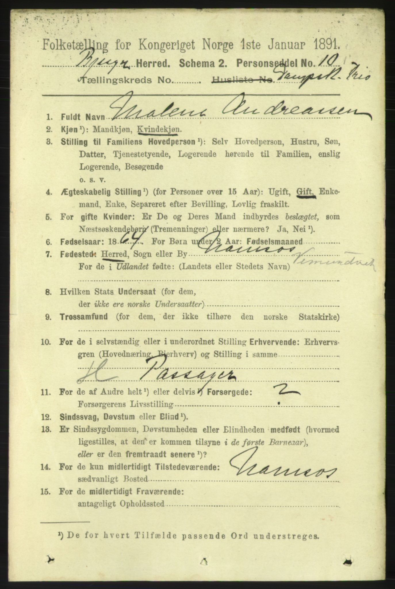 RA, 1891 census for 1627 Bjugn, 1891, p. 5766