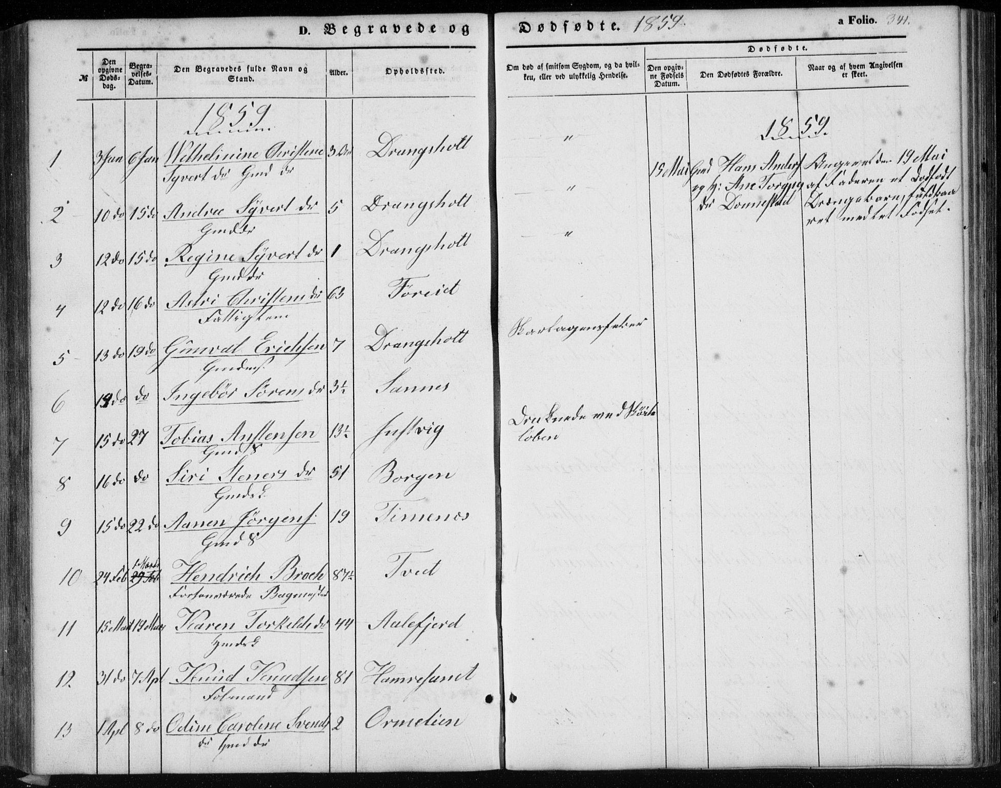 Tveit sokneprestkontor, AV/SAK-1111-0043/F/Fb/L0003: Parish register (copy) no. B 3, 1854-1886, p. 341