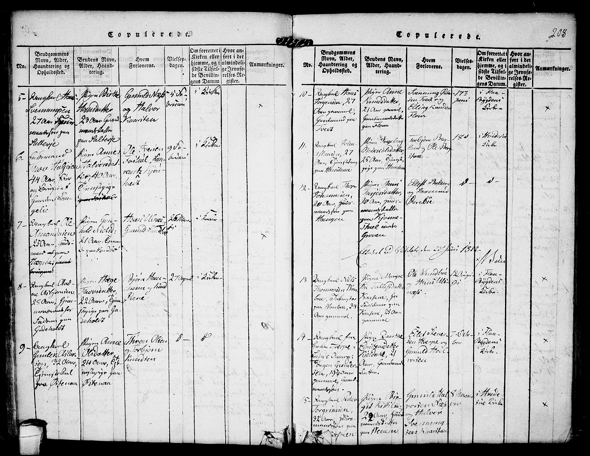 Kviteseid kirkebøker, SAKO/A-276/F/Fa/L0005: Parish register (official) no. I 5, 1815-1836, p. 208